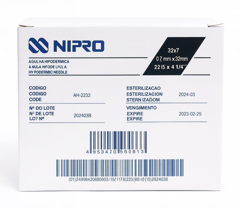 Aguja Hipodérmica Nipro 22Gx 1 1/4 32x7 c/100
