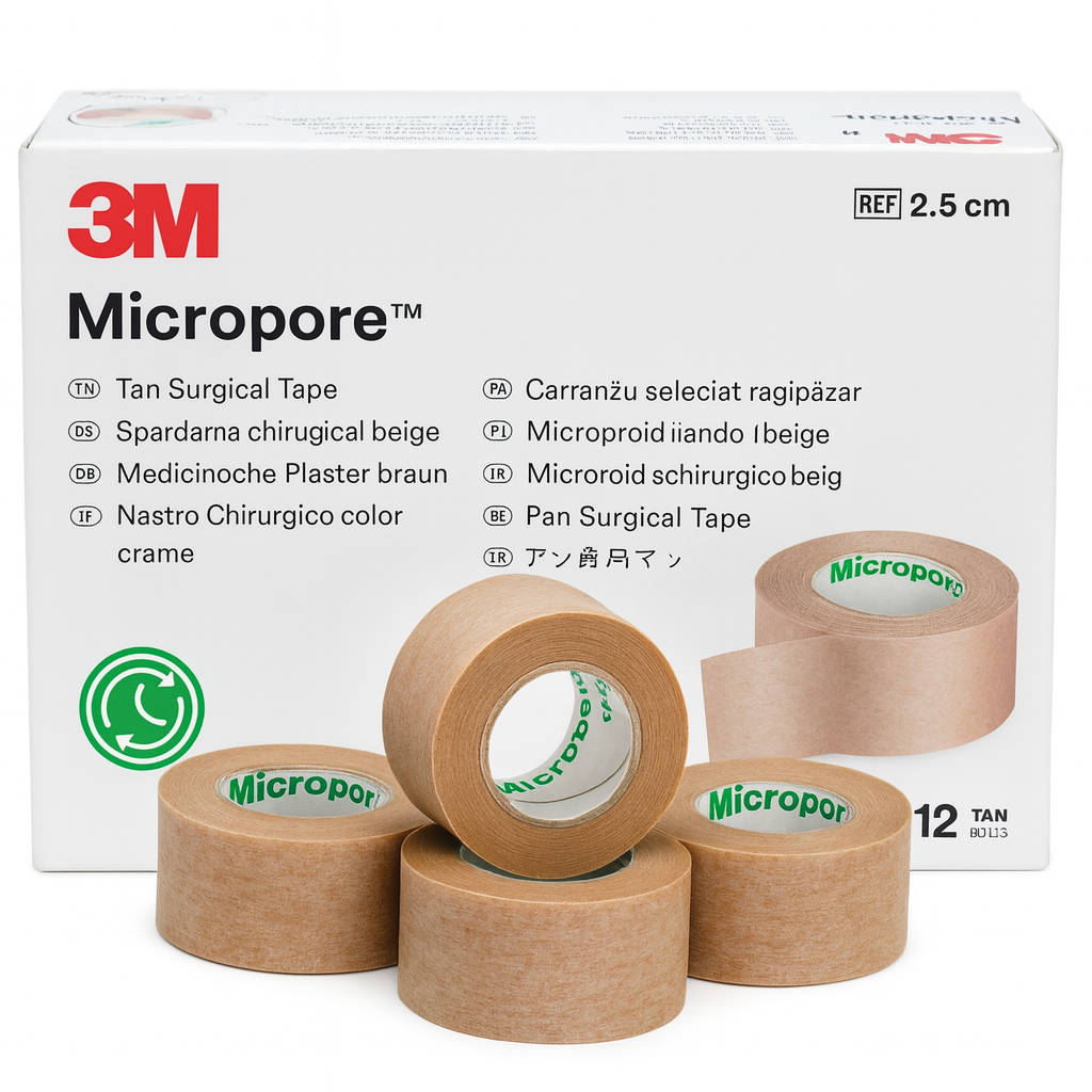 Cinta Micropore Piel 2.5 Cm 3m Caja C/12 Rollos