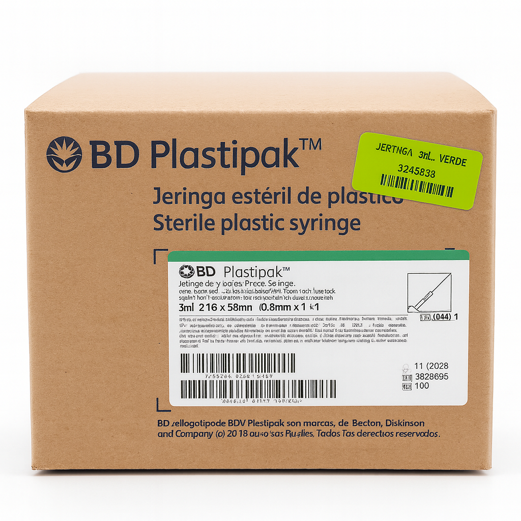 Jeringa estéril de plástico BD Plastipak 3ml 21g