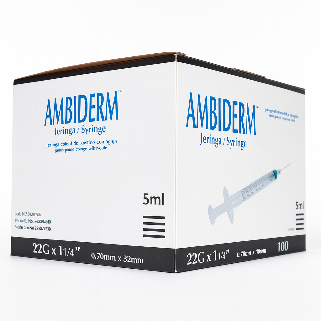 Jeringa Ambiderm 5ml 22g con aguja