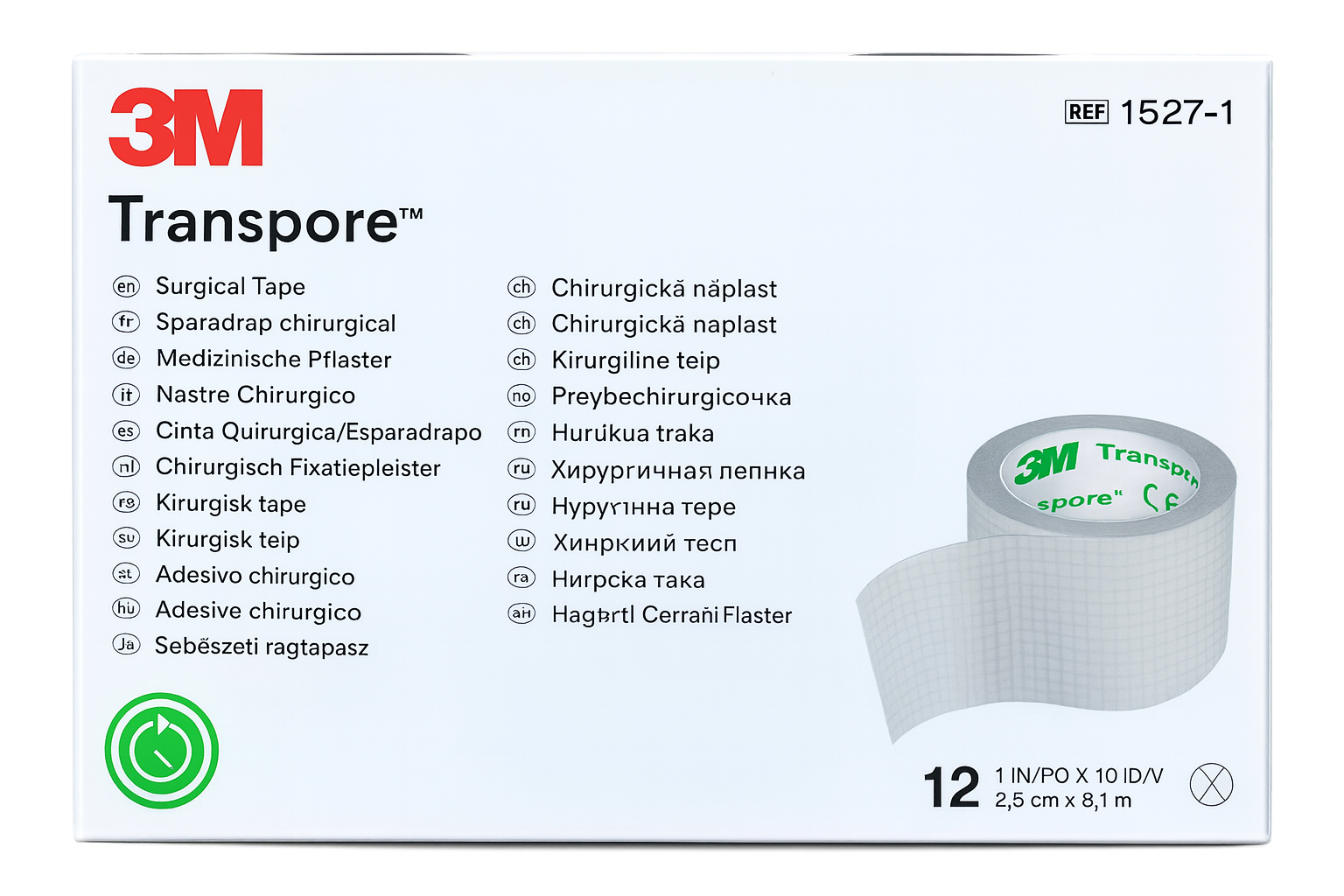 Cinta Transpore 3m 1 Pulgada (2.5cm) Caja Con 12 Rollos