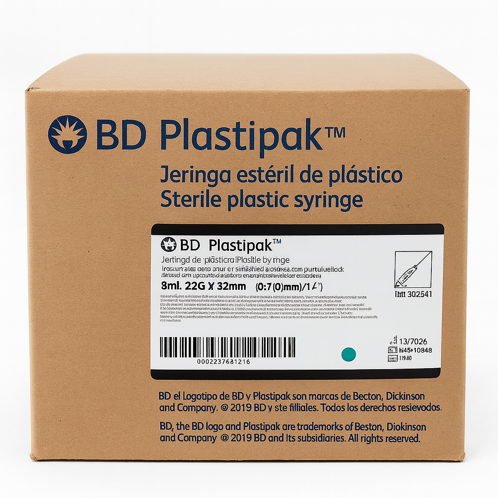 Jeringa estéril de plástico BD Plastipak 3ml 22g