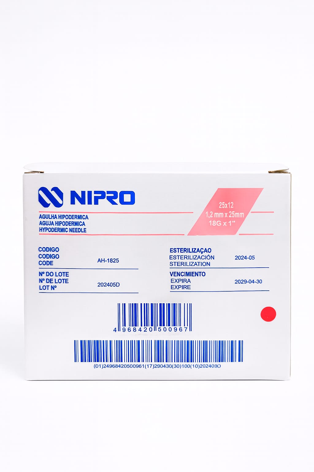 Agujas Hipodérmicas Nipro 18GX1 ROSA