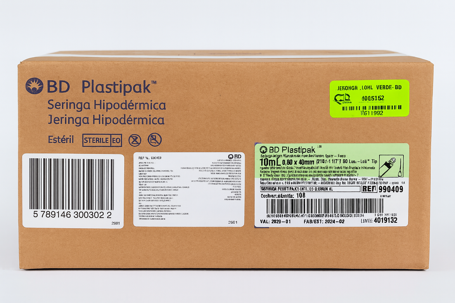 BD Plastipak Jeringa Hipodérmica 10ml c/100