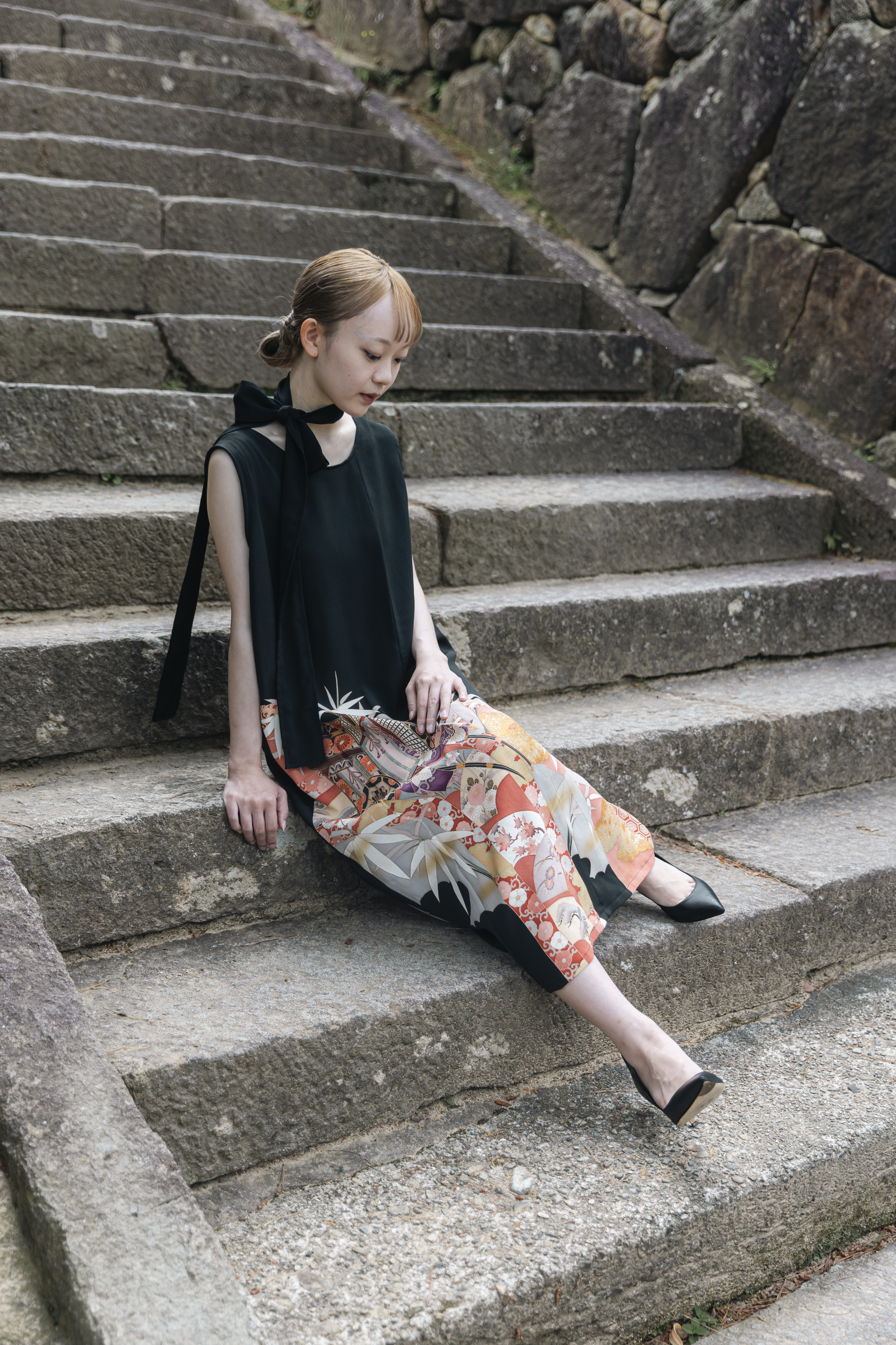 KIMONO DRESS〈Gosho-guruma Noir〉