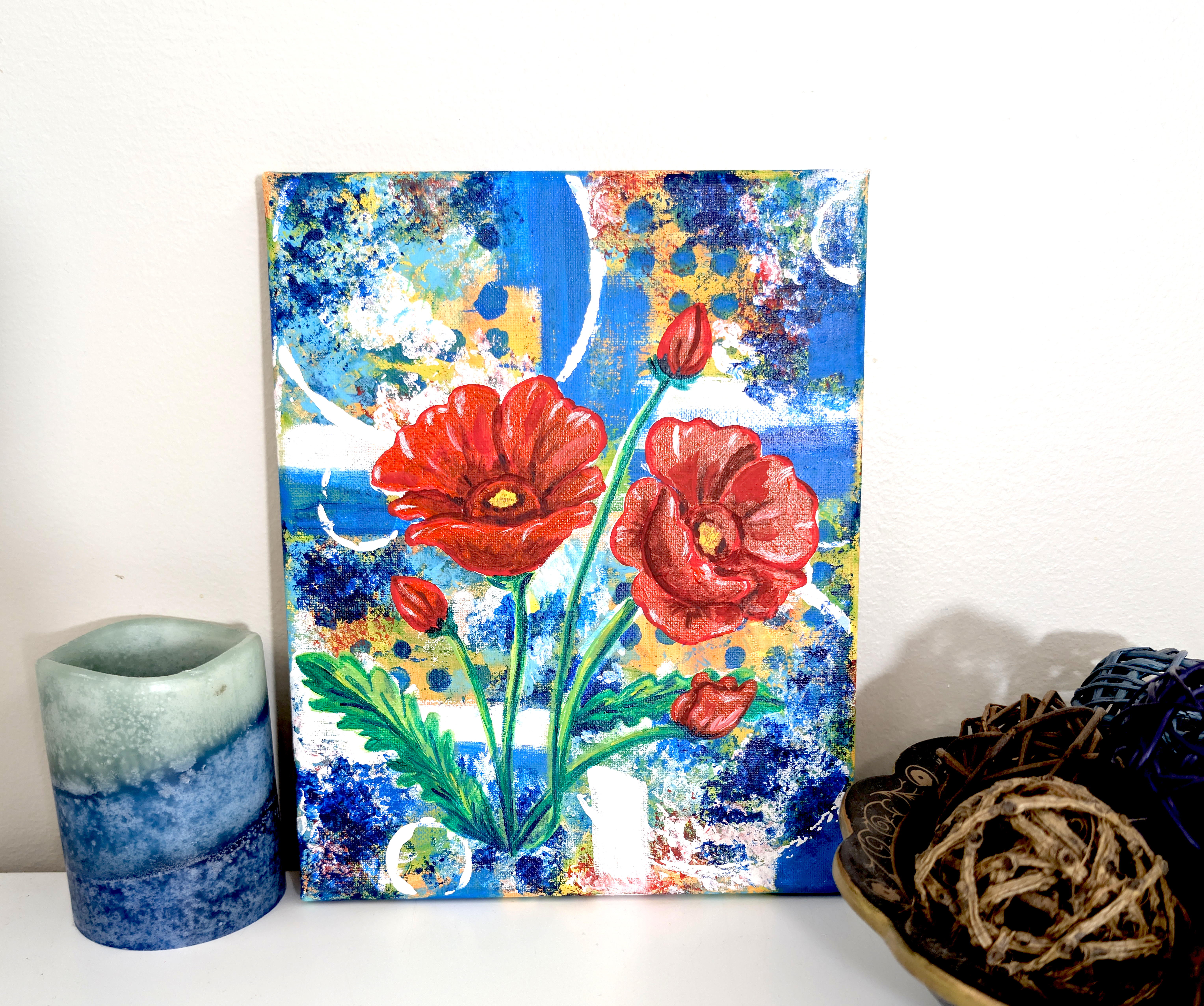 "Colorful Poppies" Original Painting - 8x10