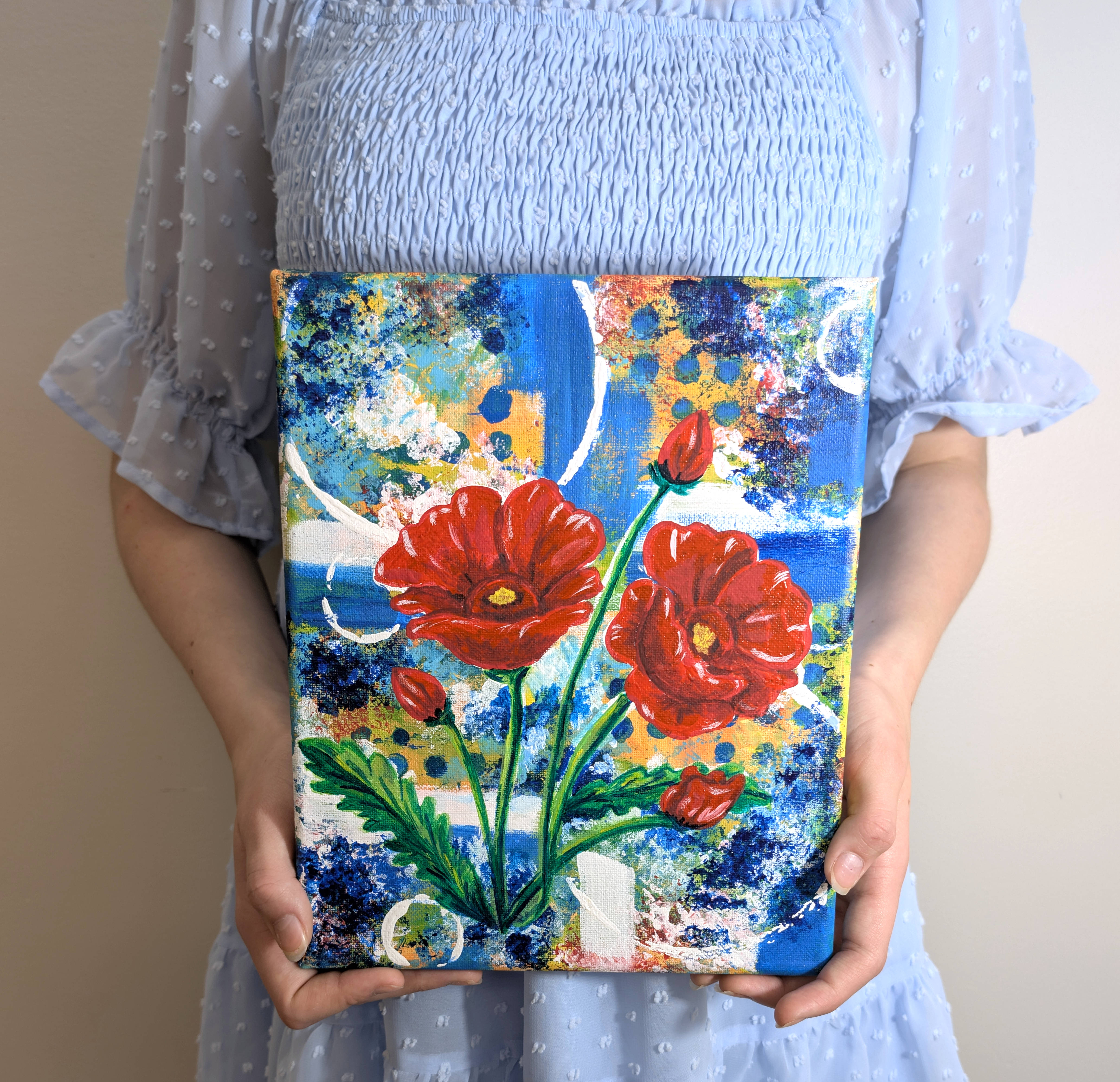 "Colorful Poppies" Original Painting - 8x10