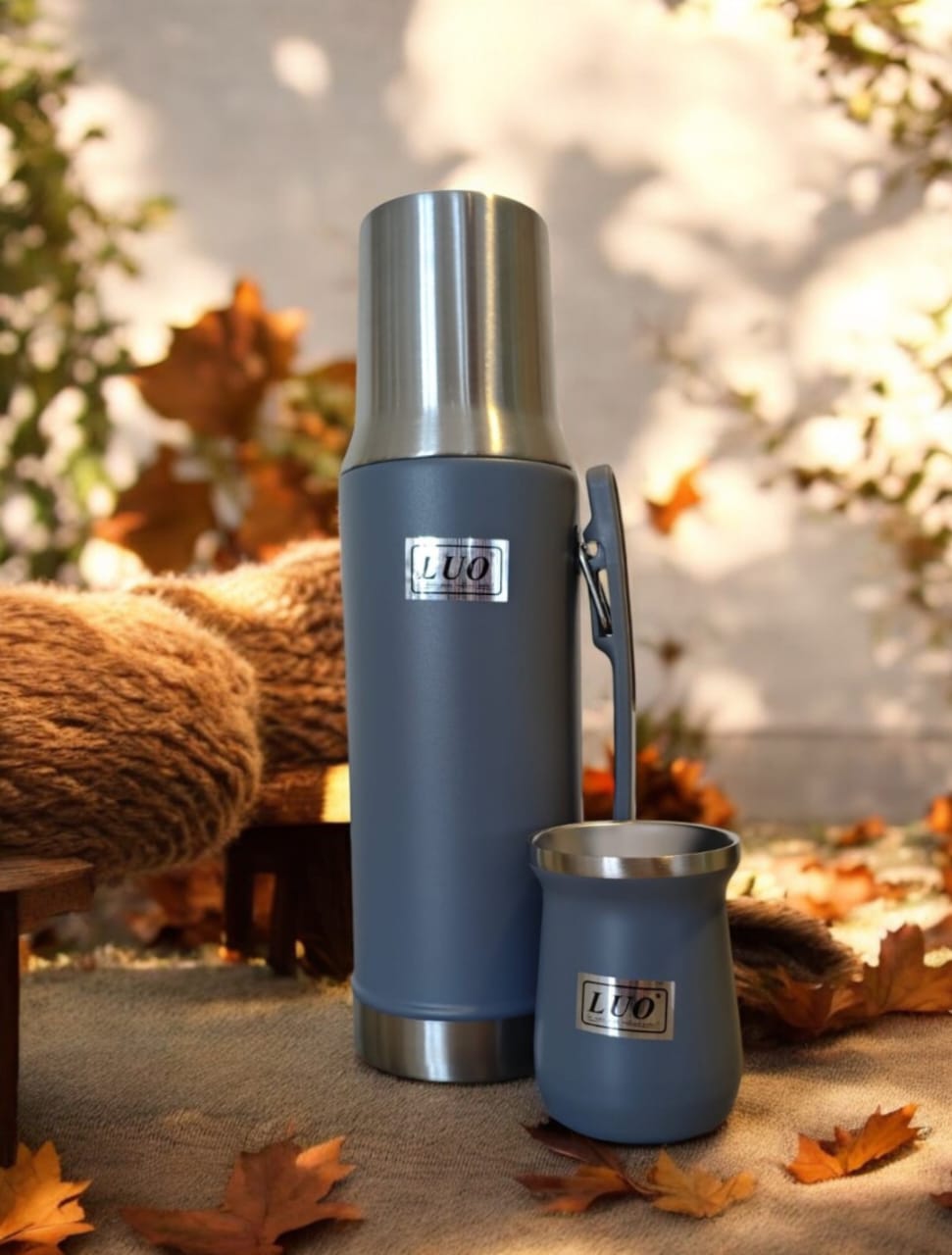 Termo Luo Mate System 1L Liso Color Gris