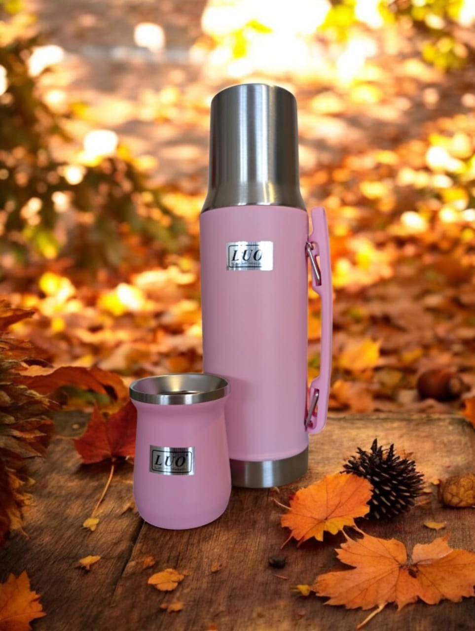 Termo Luo Mate System 1L Diseño Liso - Color Rosa Rosa Claro