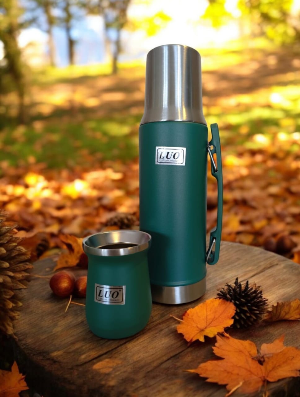 Termo Luo Mate System 1L Liso - Color Verde Oscuro 