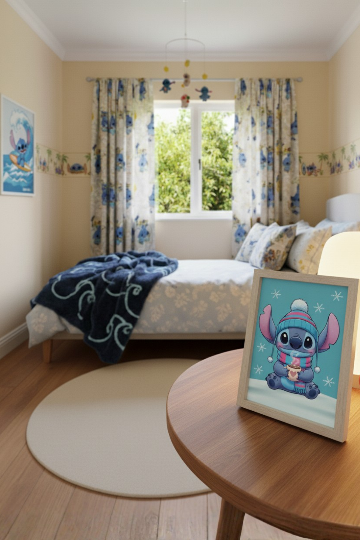 Kar Taneleri Altında Huzurlu Stitch Figür Elmas Boyama Seti | DIY Mozaik Sanatı