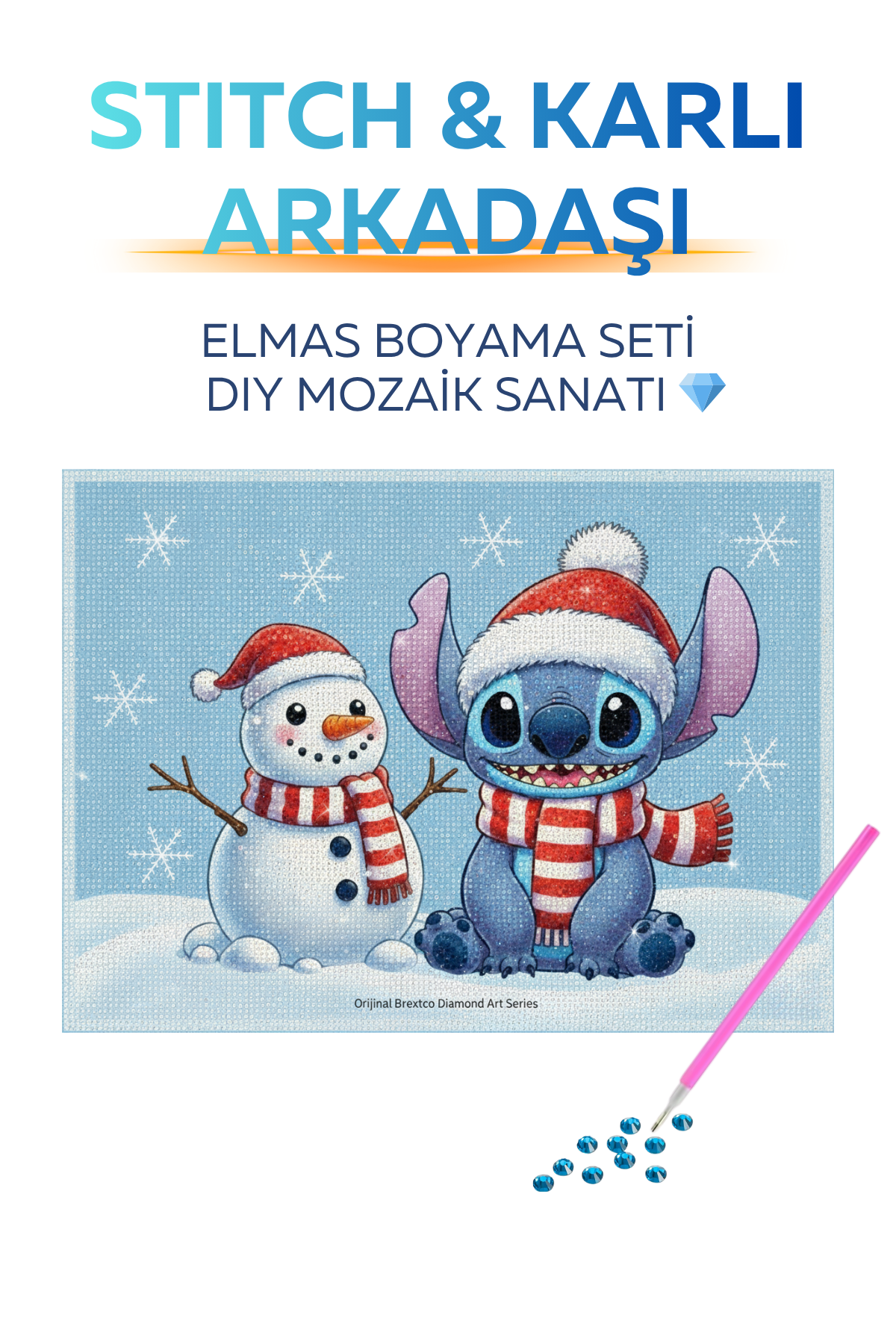 Stitch ve Karlı Arkadaşı Elmas Boyama Seti | DIY 5D Elmas Mozaik Sanatı