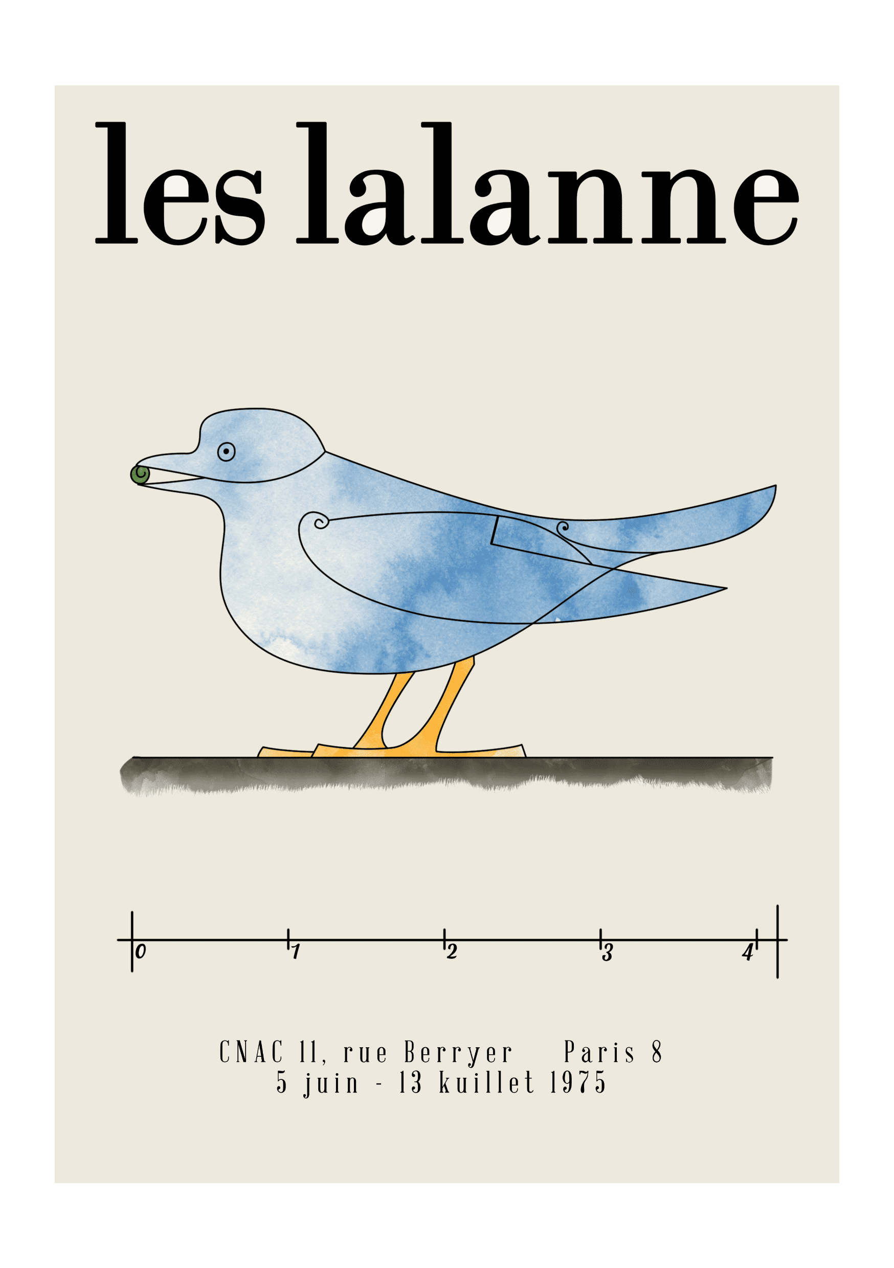 Suluboya Efektli "Les Lalanne" Esinli Kuş Posteri/Çerçevesiz