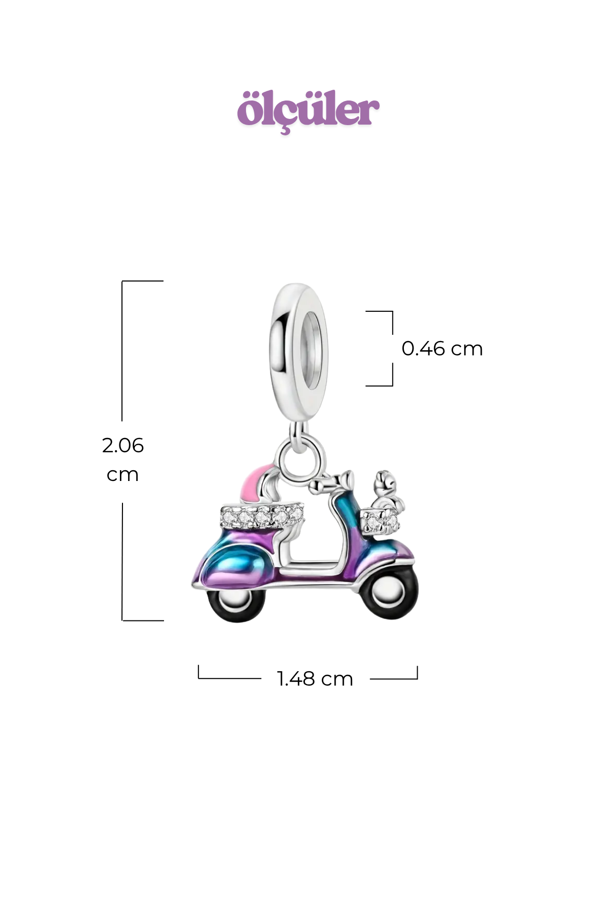 Parlak Taşlı Scooter Dangle Charm