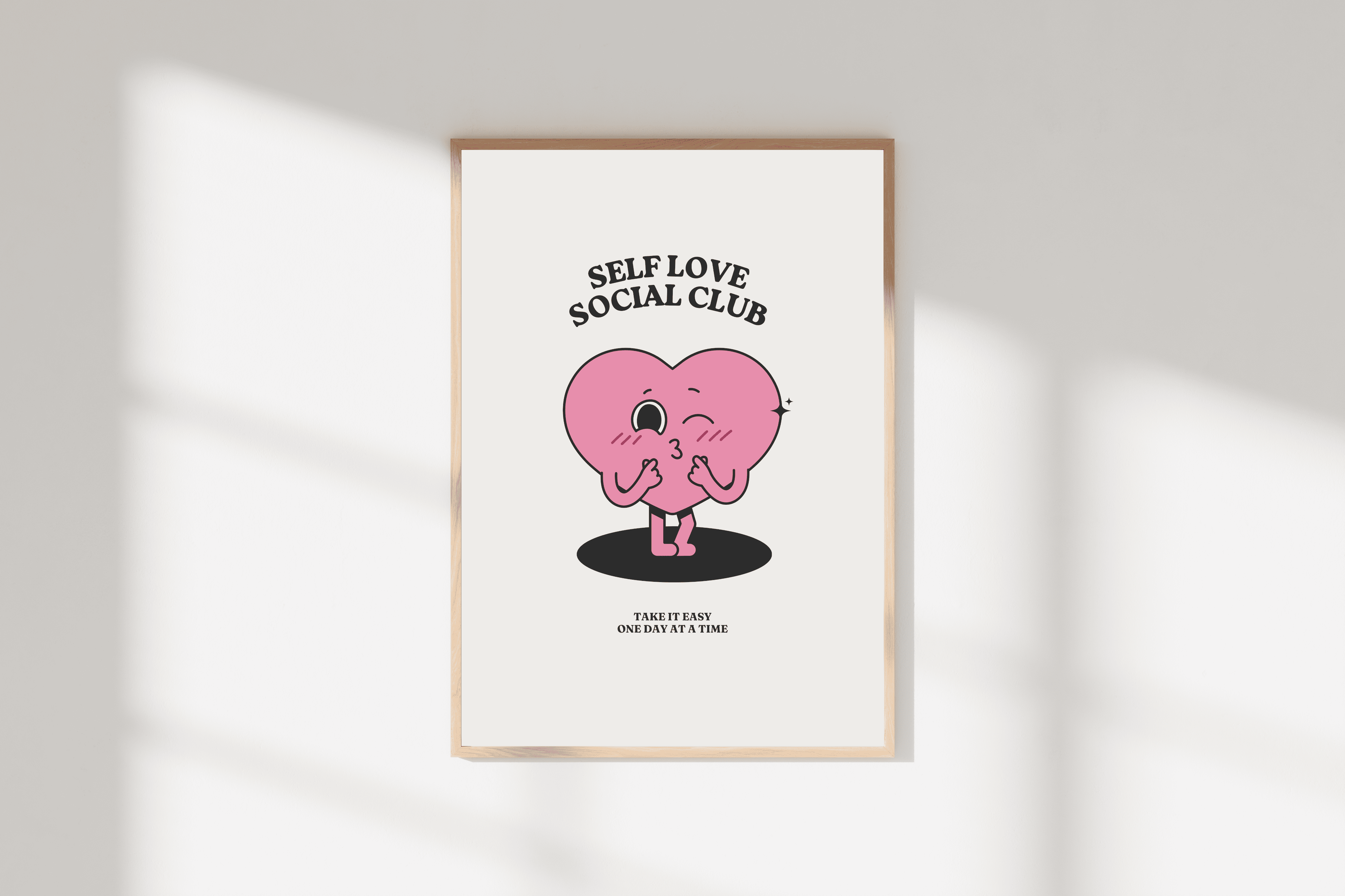 "Self Love Social Club" Retro Kalp Posteri/Çerçevesiz