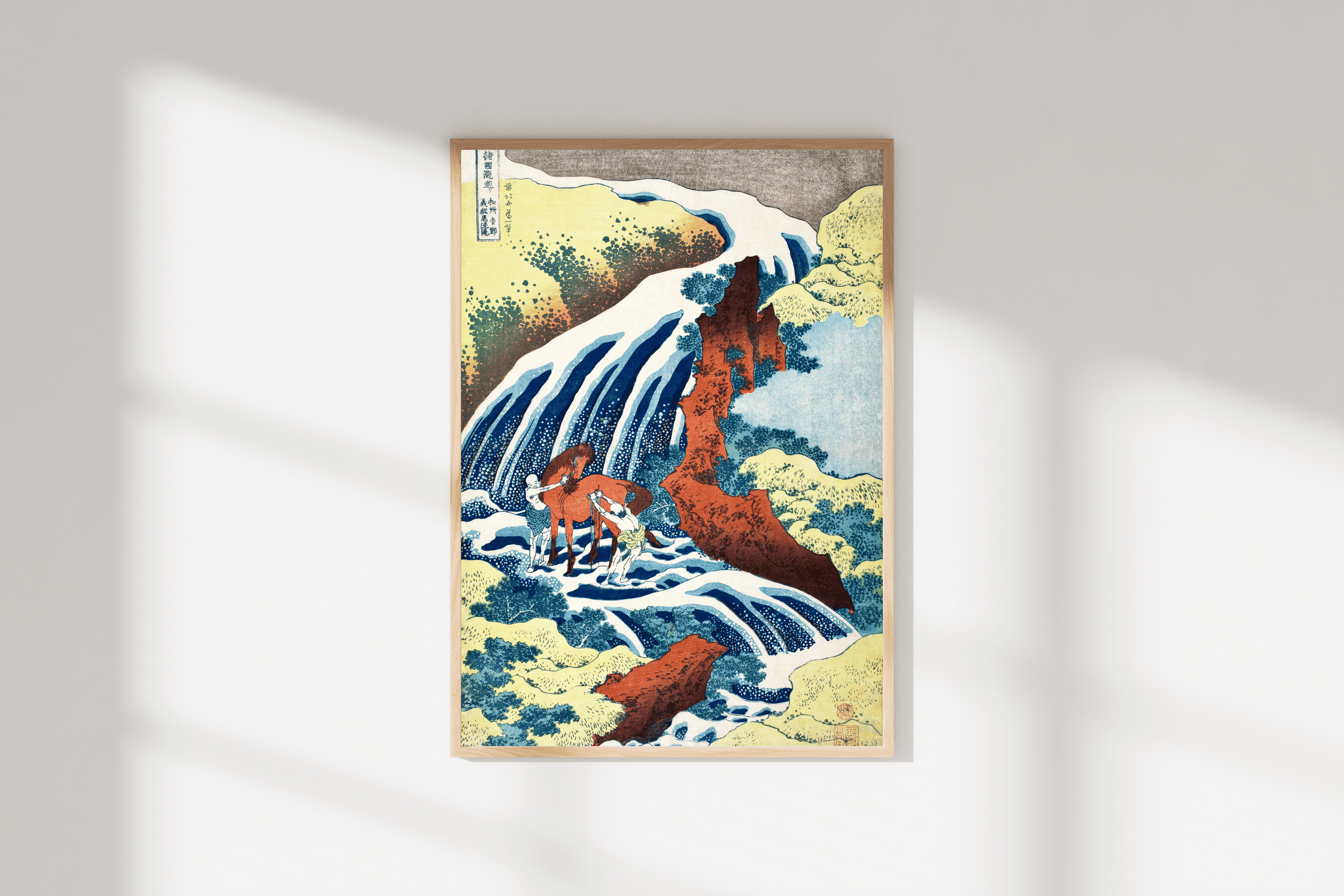 Sanatsal Duvar Dekoru | Ukiyo-e Stili Şelaledeki Savaşçı Posteri/Çerçevesiz