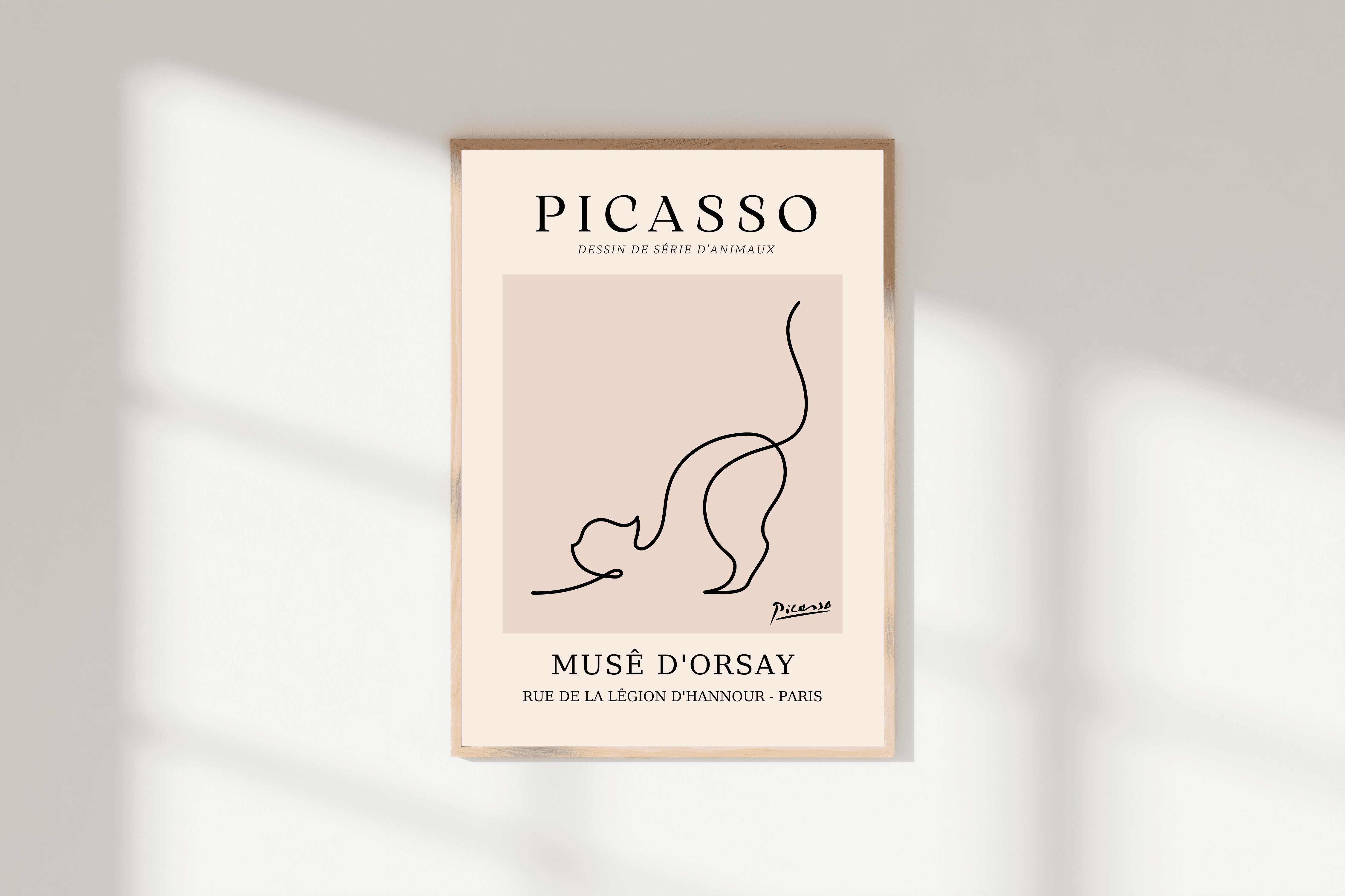 Modern Sanat | Picasso Esinli Çizgi Kedi Posteri/Çerçevesiz