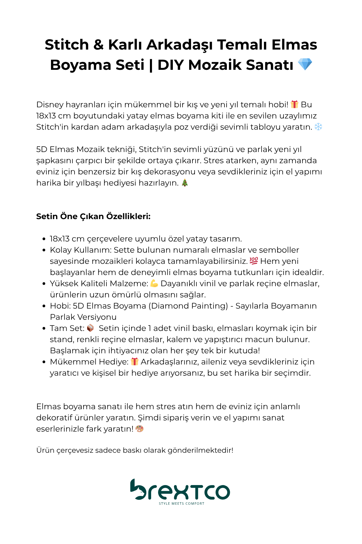 Stitch ve Karlı Arkadaşı Elmas Boyama Seti | DIY 5D Elmas Mozaik Sanatı