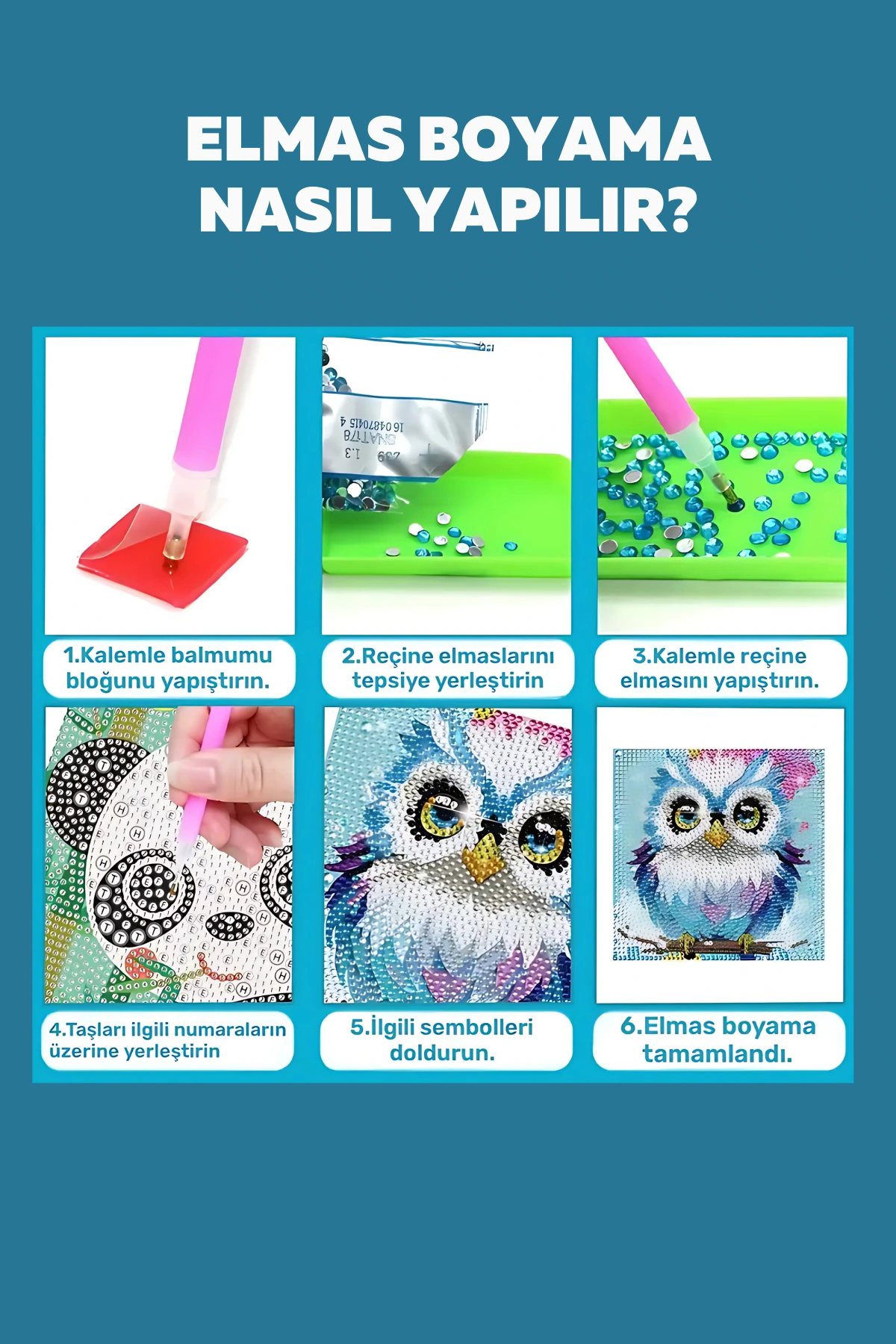 Sevimli Kaplumbağa Elmas Boyama Kiti | DIY Mozaik Sanatı
