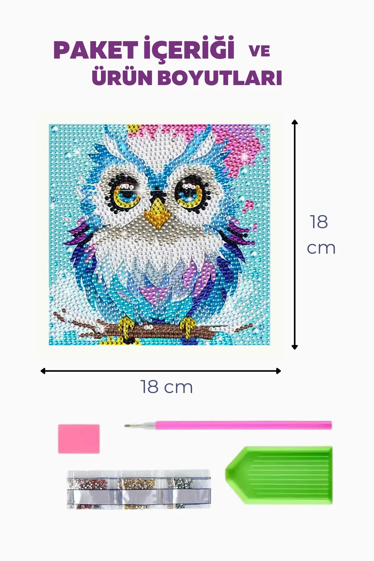 Şık ve Sevimli Baykuş Elmas Boyama Kiti | DIY Mozaik Sanatı