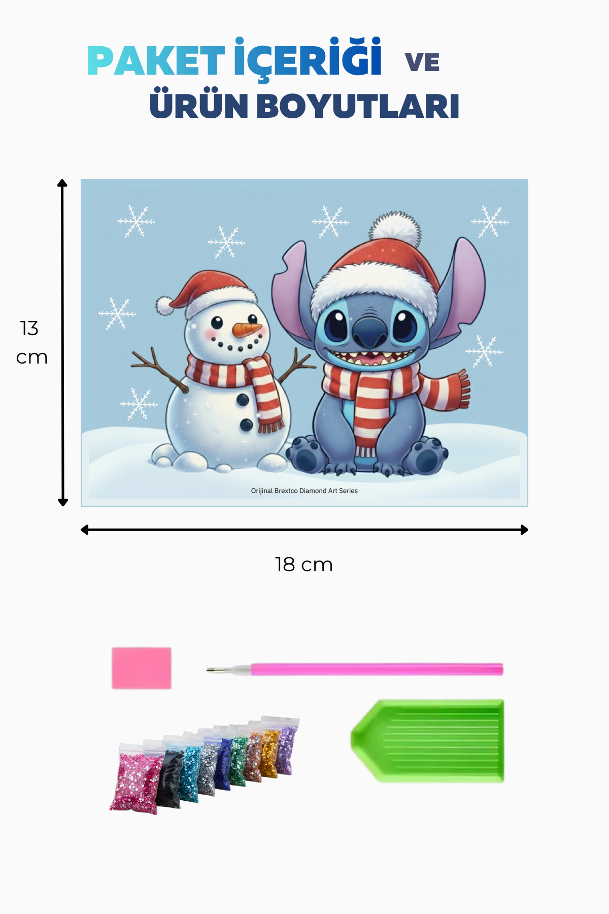 Stitch ve Karlı Arkadaşı Elmas Boyama Seti | DIY 5D Elmas Mozaik Sanatı