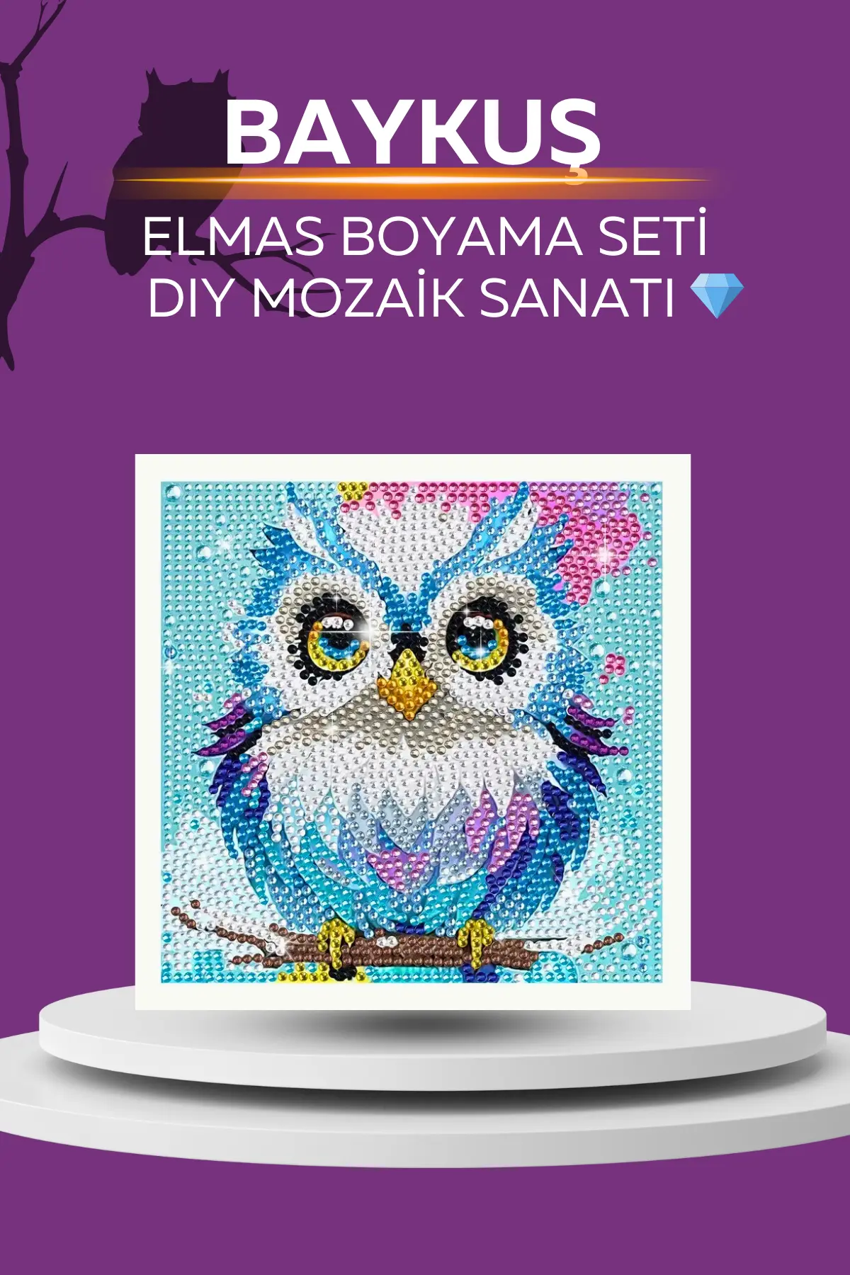 Şık ve Sevimli Baykuş Elmas Boyama Kiti | DIY Mozaik Sanatı