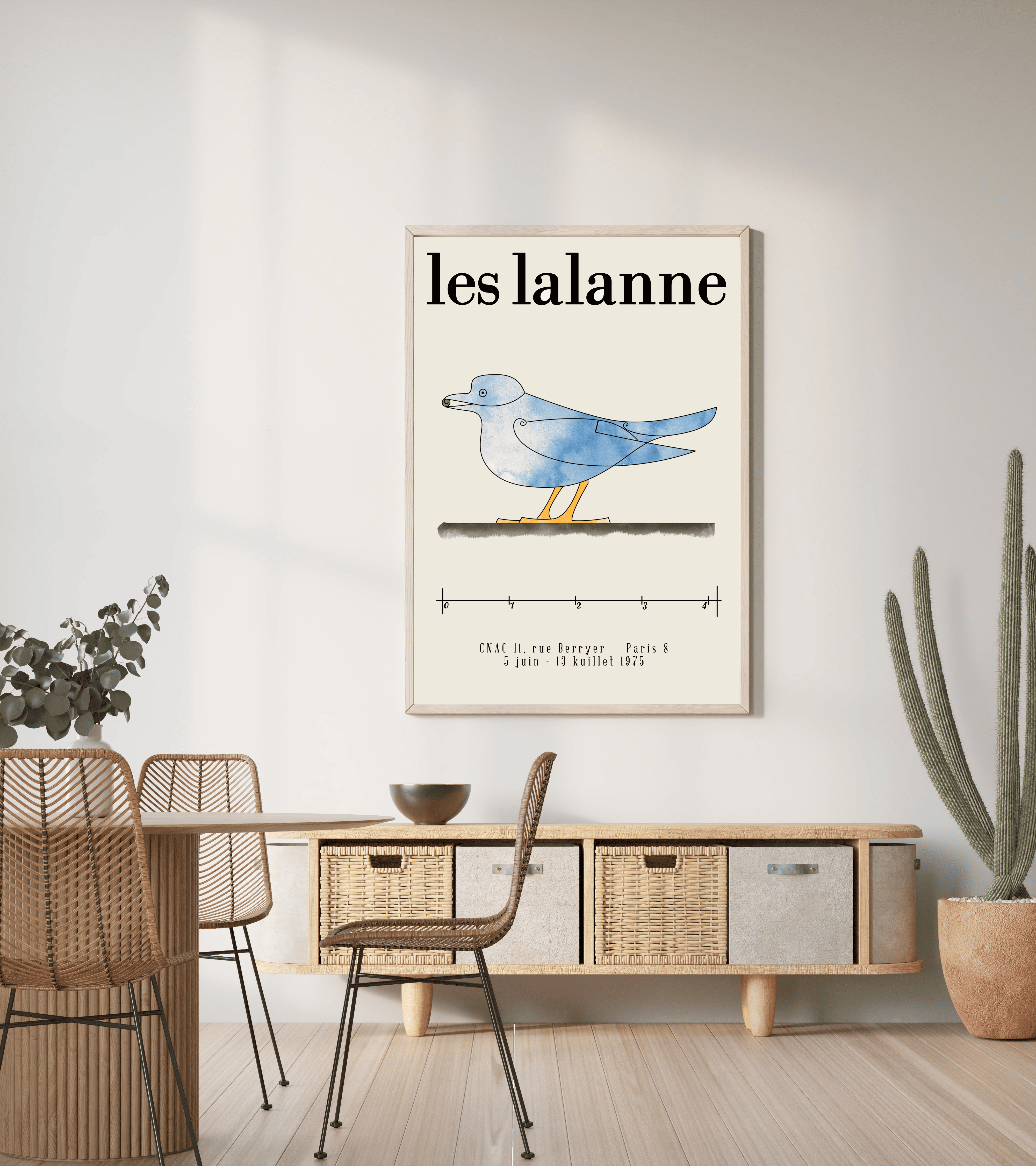 Suluboya Efektli "Les Lalanne" Esinli Kuş Posteri/Çerçevesiz
