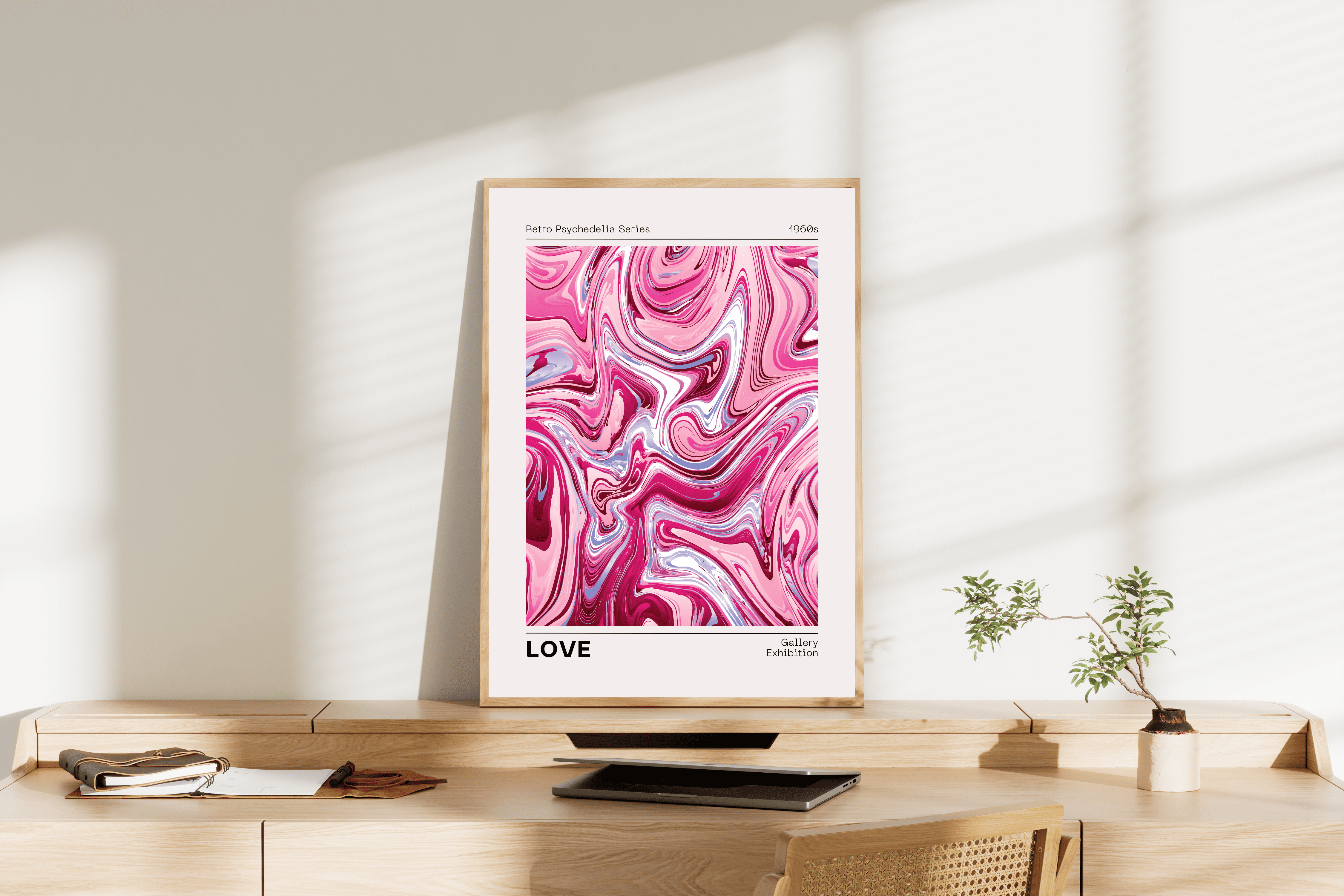 Lüks Duvar Dekoru | Pembe ve Fuşya Akışkan Sanat Posteri/Çerçevesiz