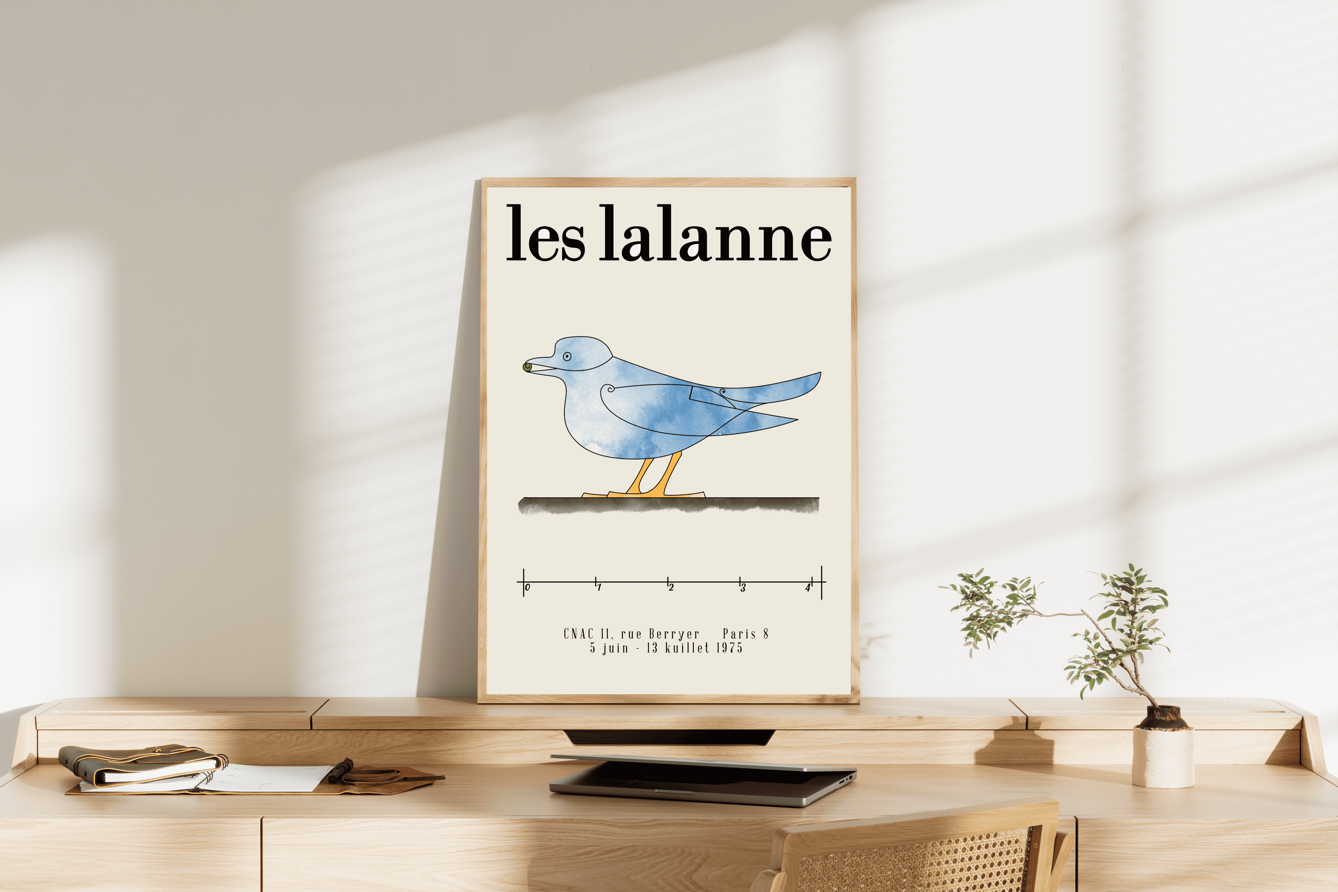 Suluboya Efektli "Les Lalanne" Esinli Kuş Posteri/Çerçevesiz