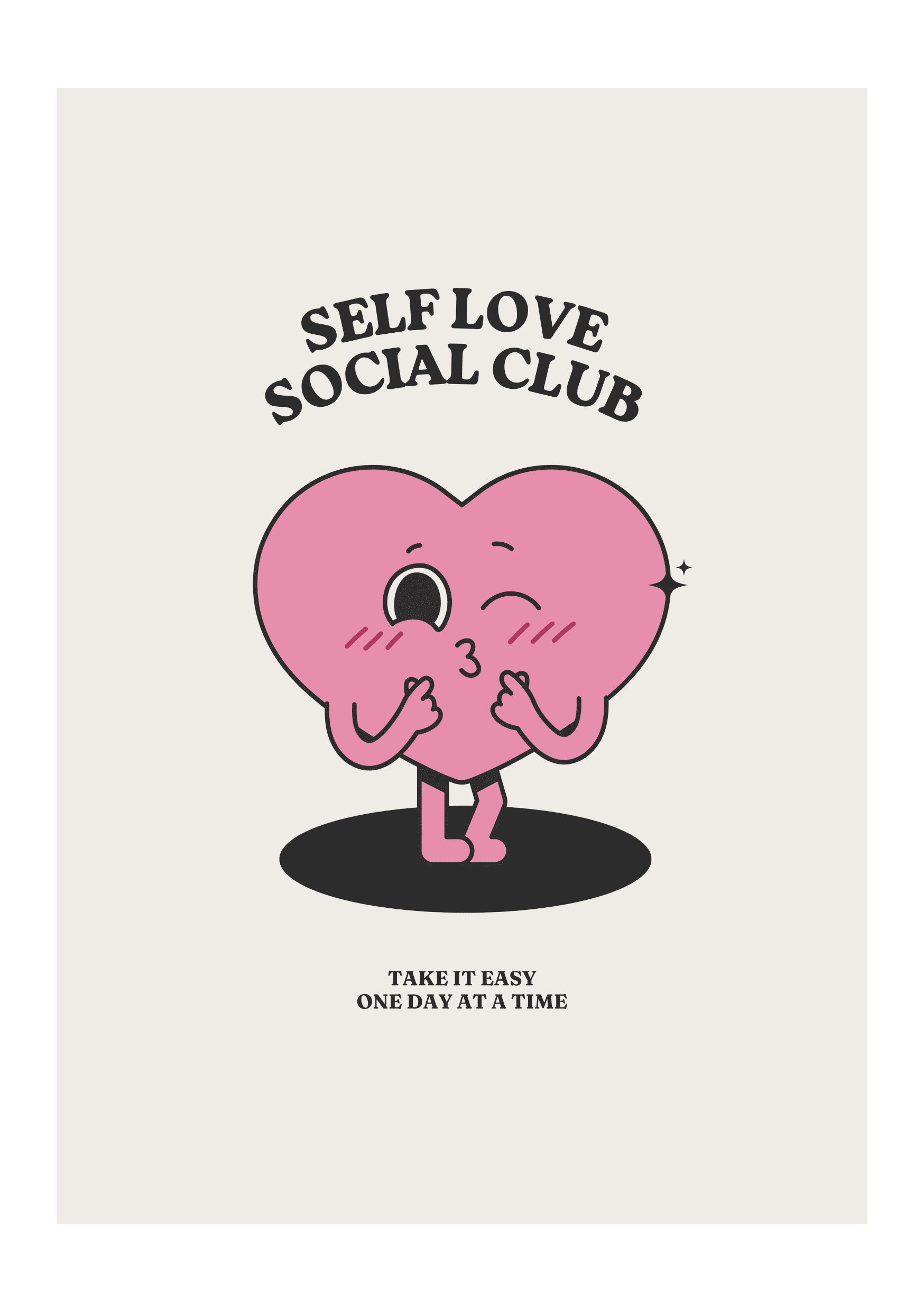 "Self Love Social Club" Retro Kalp Posteri/Çerçevesiz