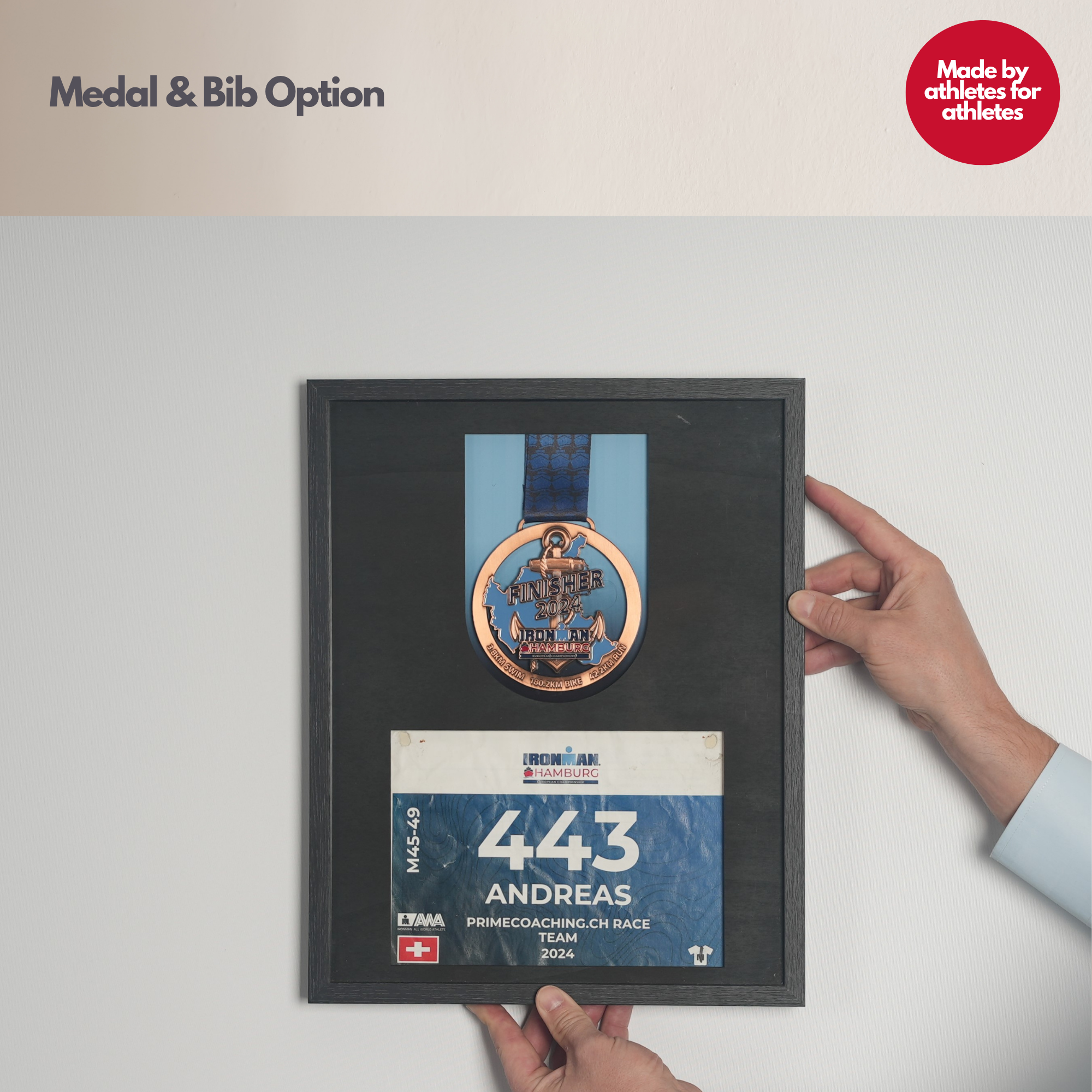 Medal Frame with bib and medal