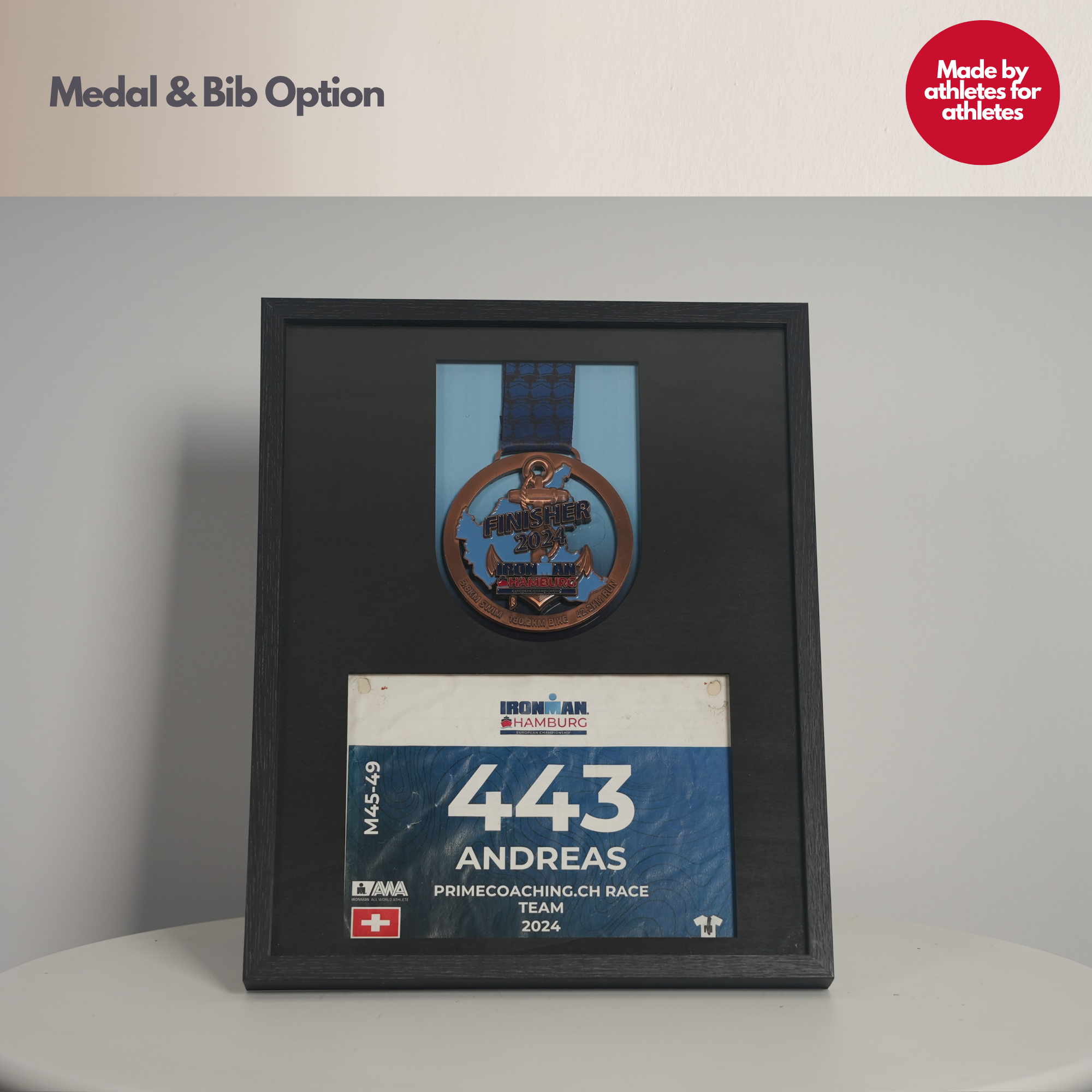 Medal Frame with bib and medal