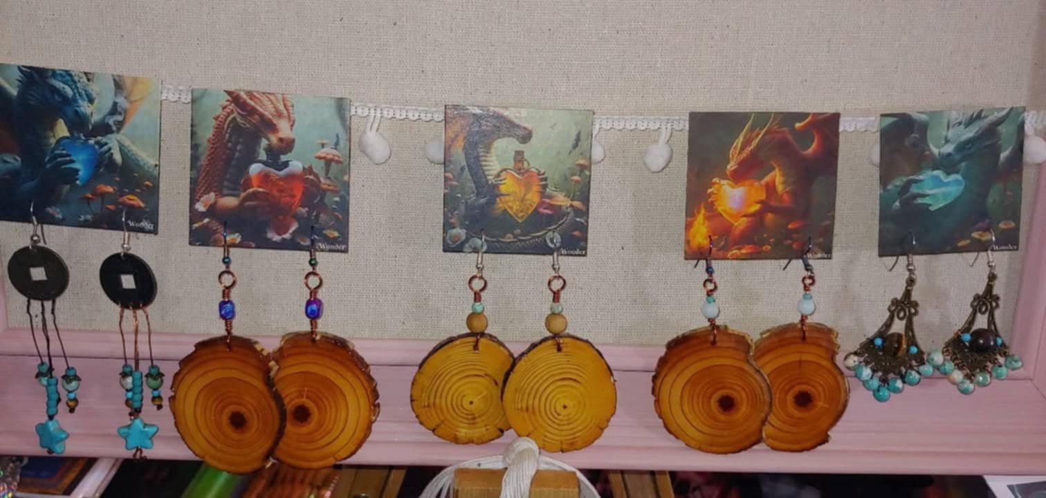 Handmade Wooden Earrings Set
