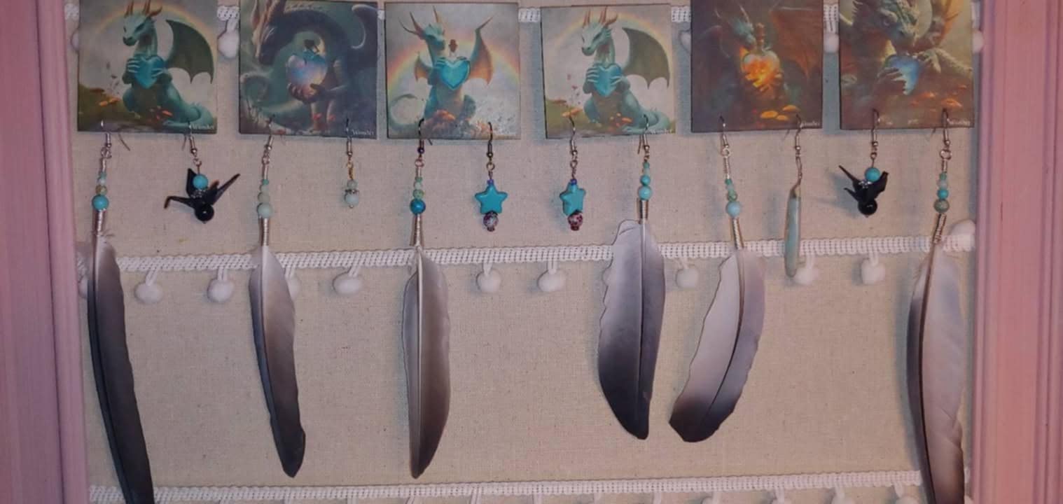 Handcrafted Feather and Bead Wall Hanging