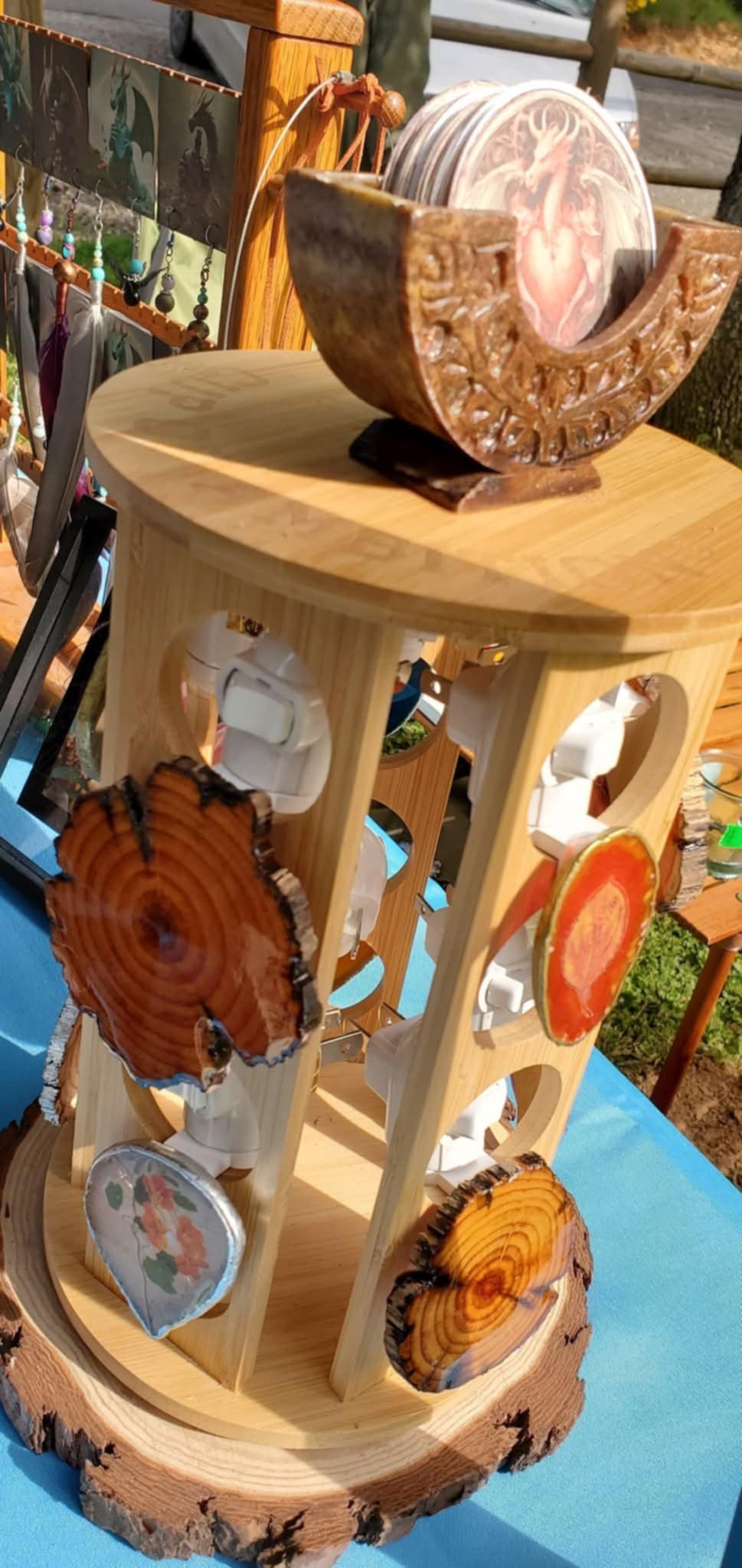 Handcrafted Wooden Coaster Holder with Coasters
