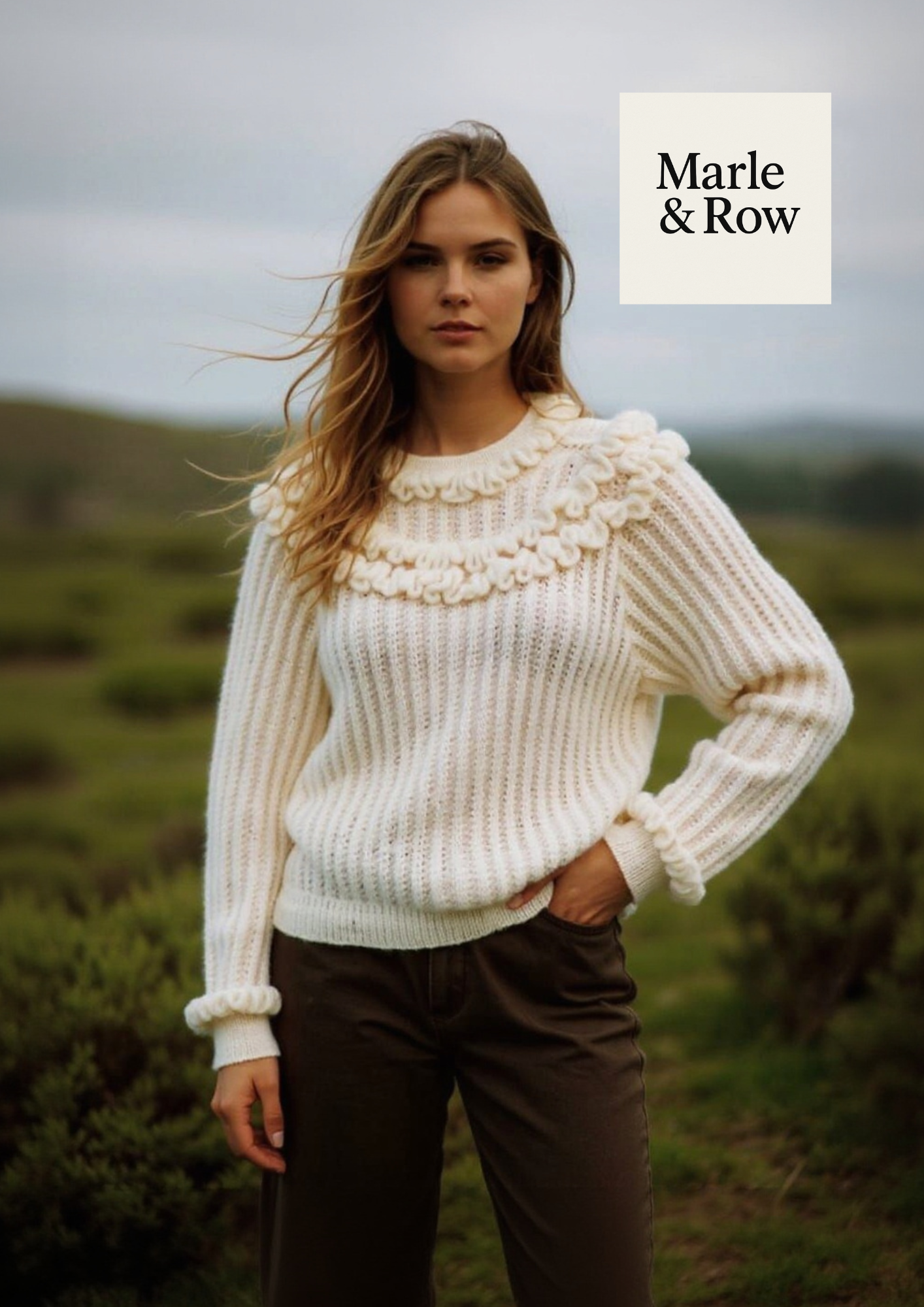 Women's Frilled Yoke Raglan Sweater Jumper #1177 - Knitting Pattern PDF - Instant Download - Marle & row