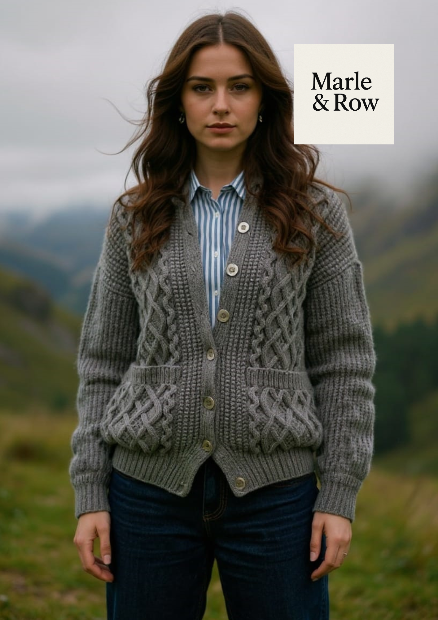 Knitting Pattern Women's  Aran Cable Cardigan #1033