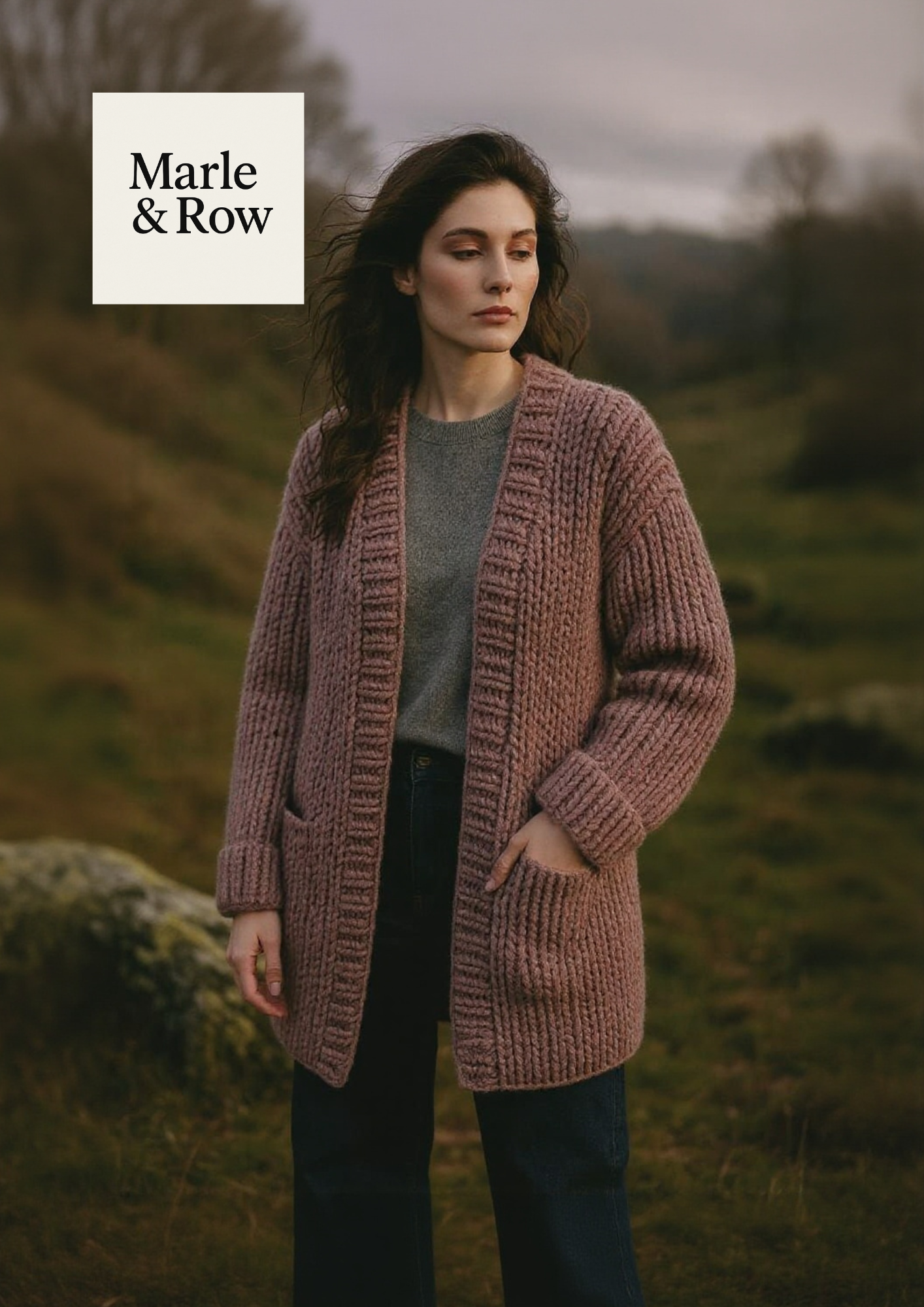 Knitting Pattern Women's Chunky Ribbed Cardigan 1018