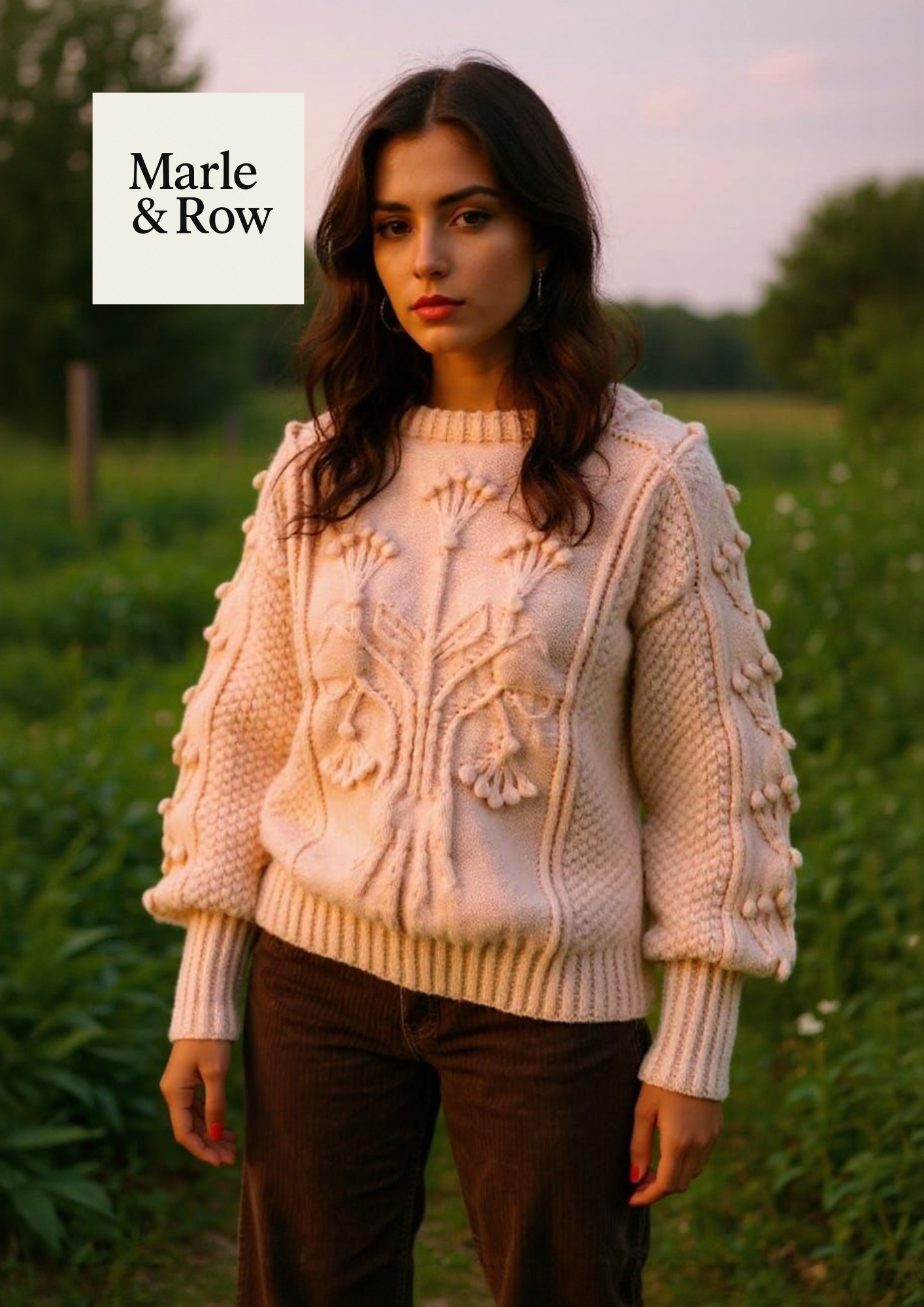 Women's Bobble & Twig Jumper in DK 1092  - Knitting Pattern PDF - Instant Download