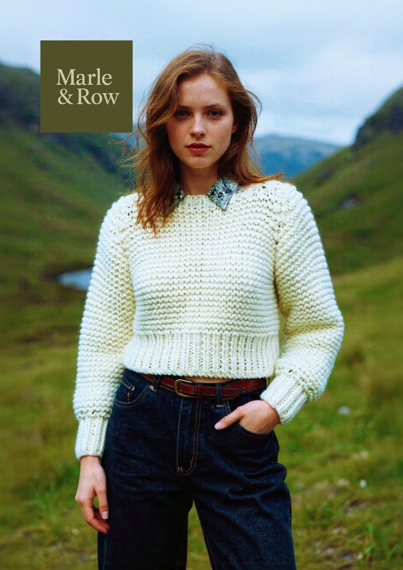 Women's Cropped Super Chunky/Bulky Jumper 1166 - Knitting Pattern PDF - Instant Download - Marle & Row