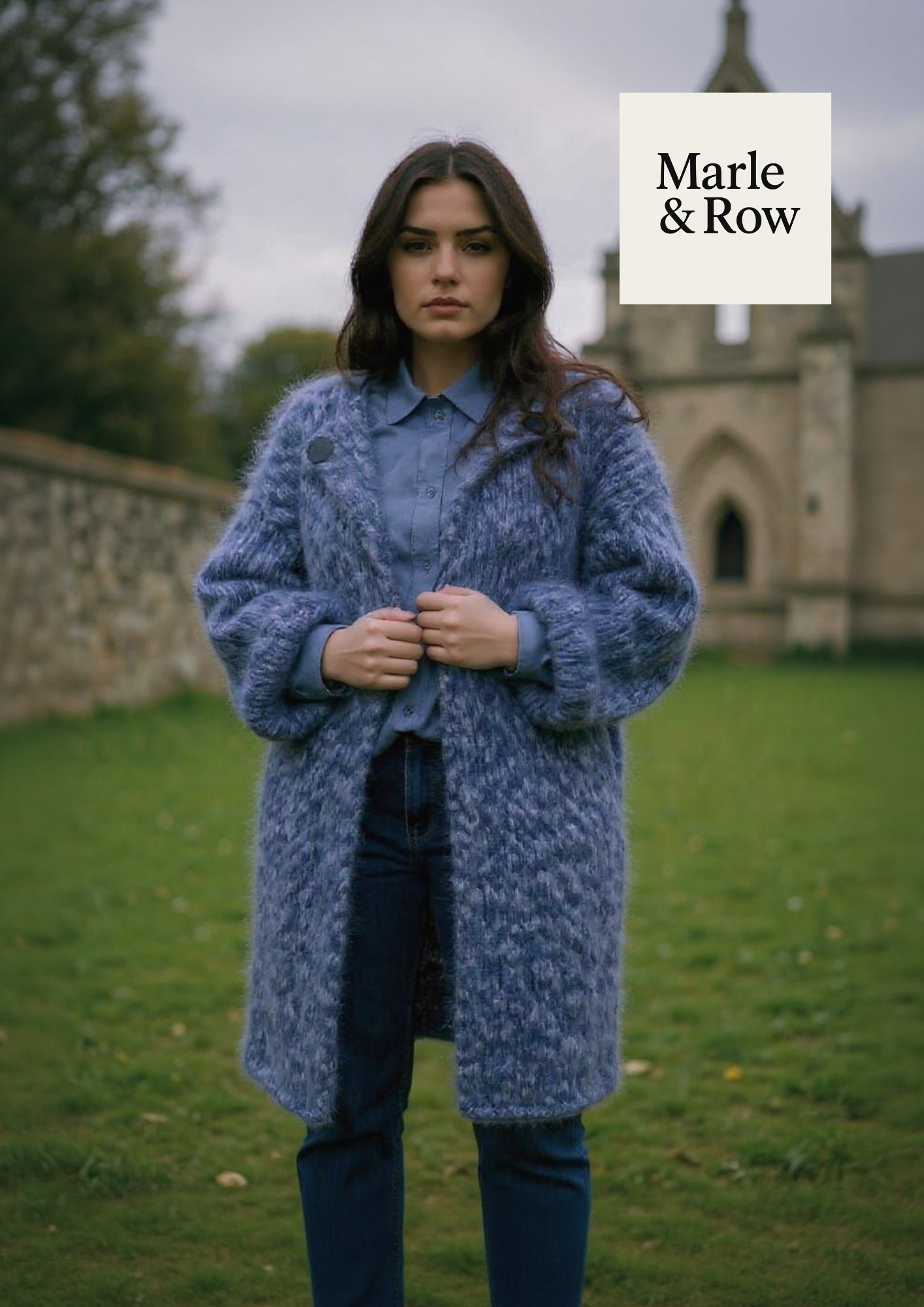 Women's Simple & Easy Long Mohair Coat 1173 - Knitting Pattern PDF - Instant Download