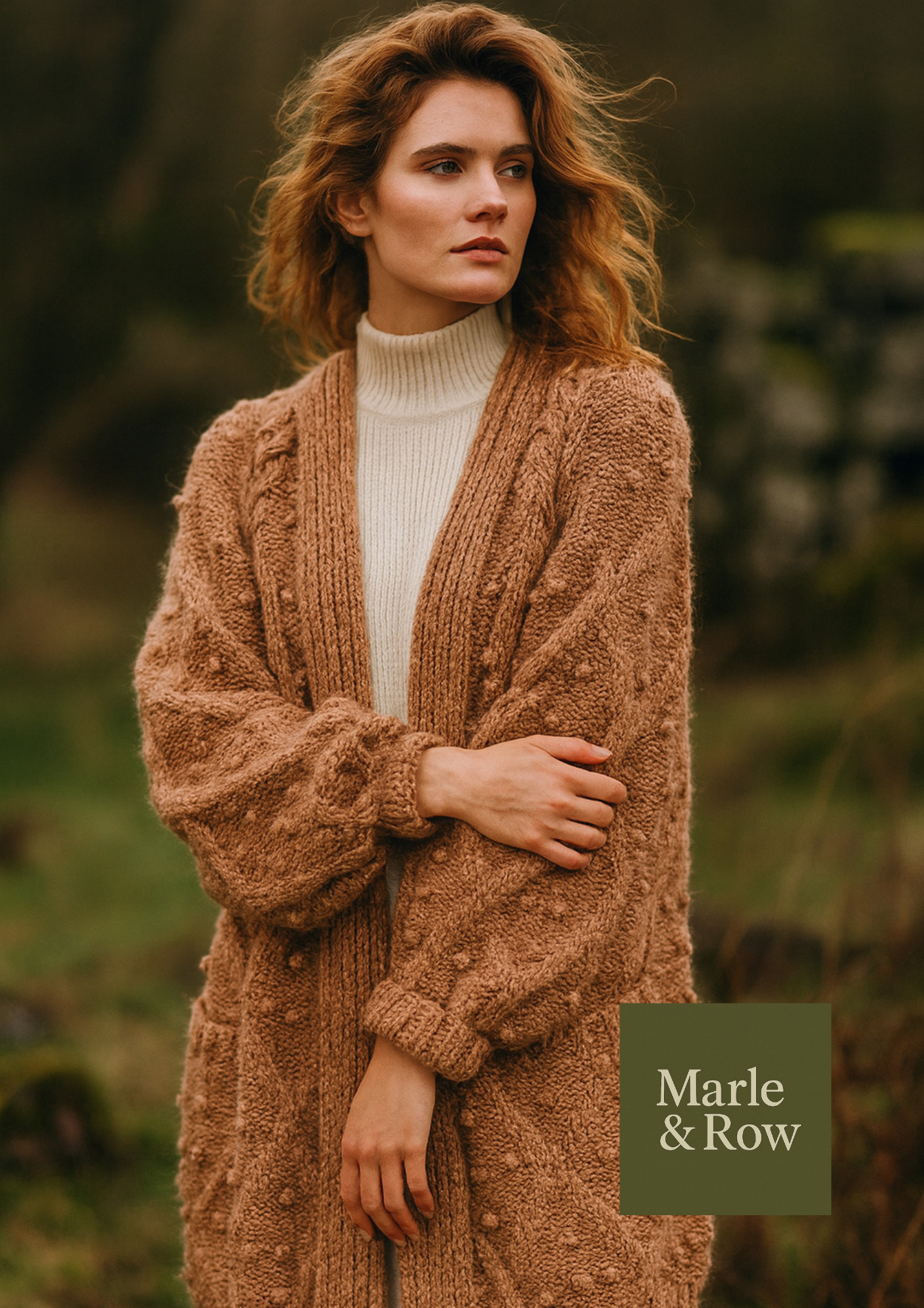 Knitting Pattern Women's Long Cabled Coat 1016