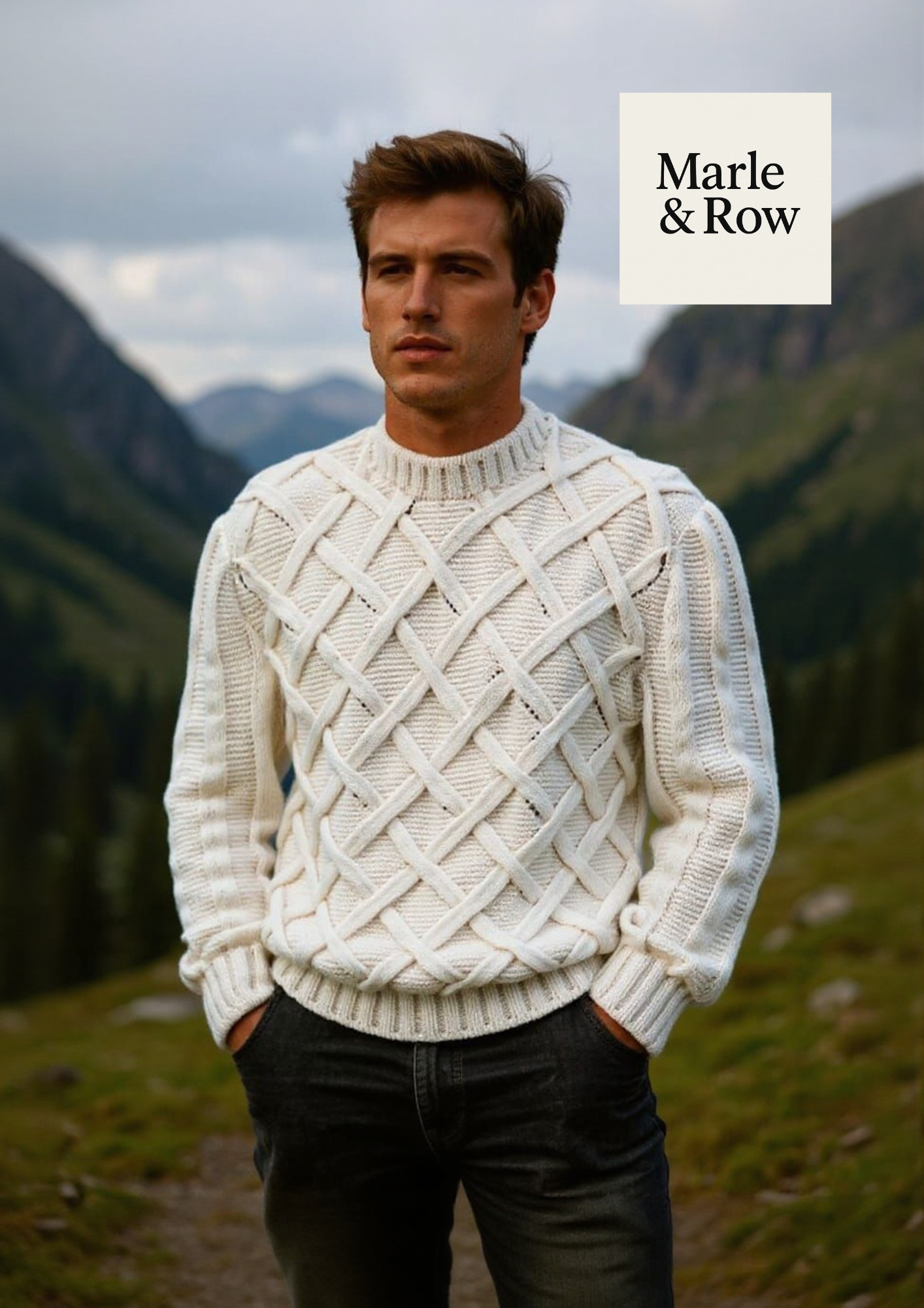 Men's Lattice and Cable Jumper Sweater in DK - Knitting Pattern PDF - Instant Download #1083