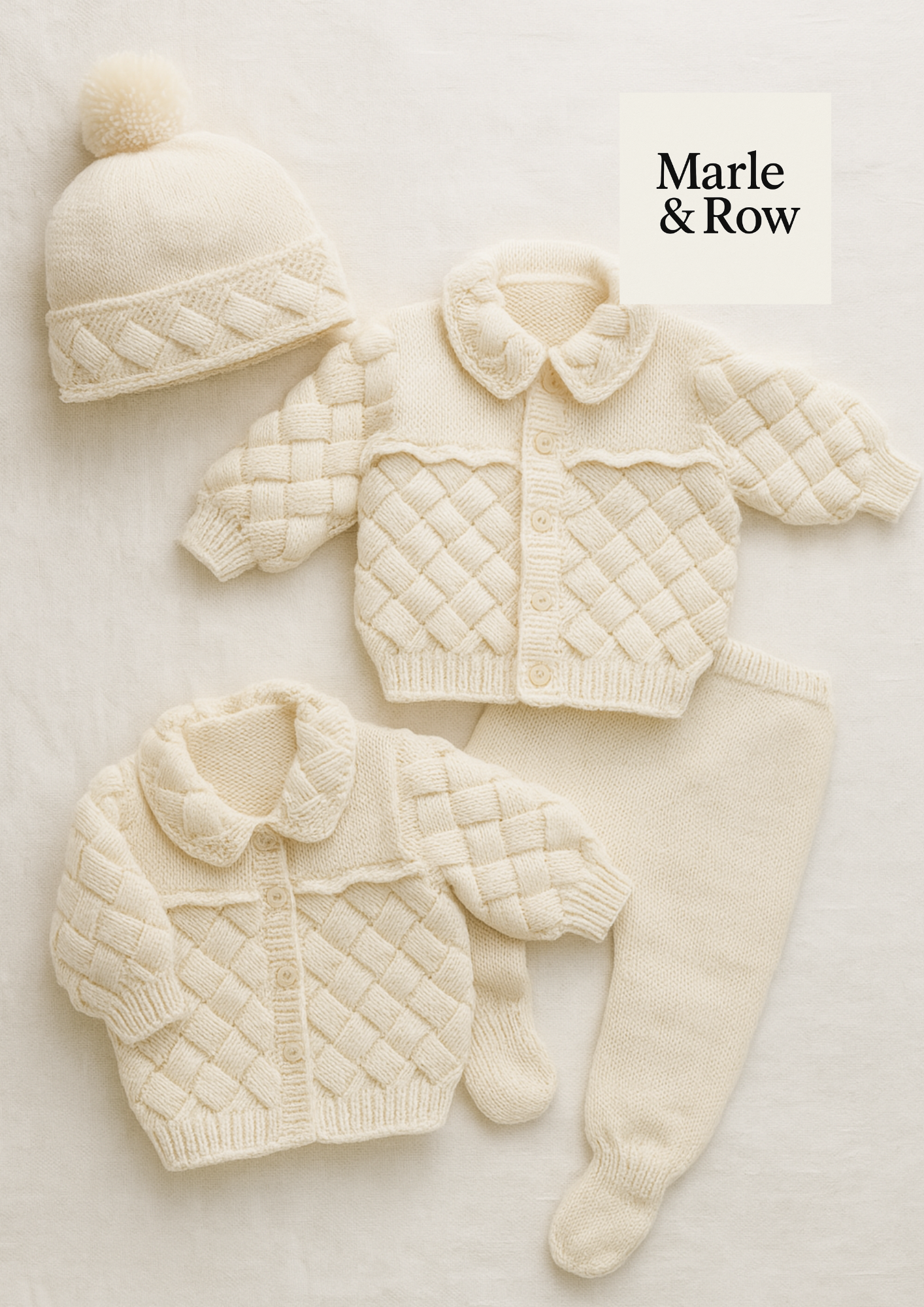 Baby's Entrelac Jumper Set 1192 - Knitting Pattern PDF - Instant Download - Marle & Row