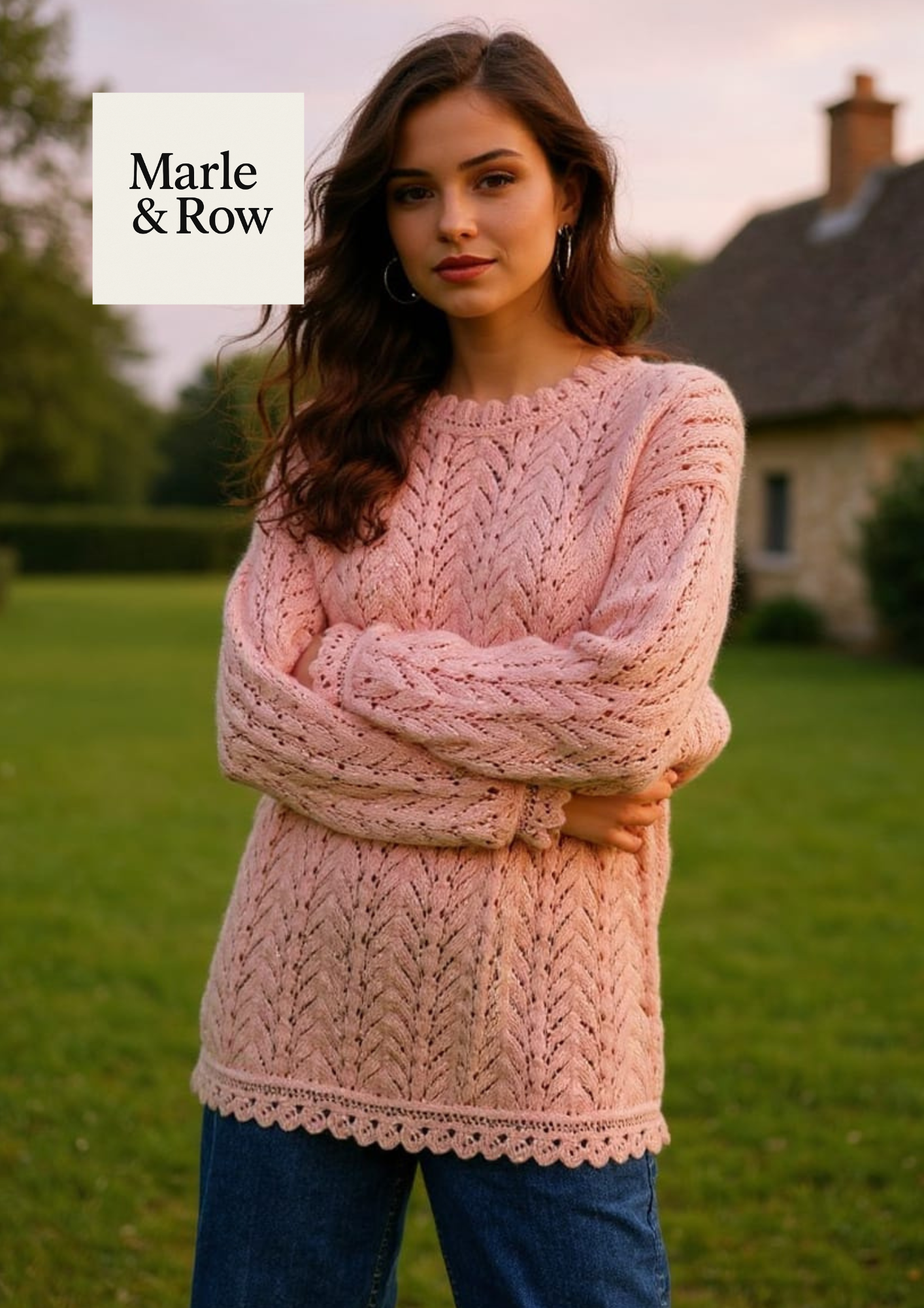 Knitting Pattern Women's Long Lacy Jumper #1034