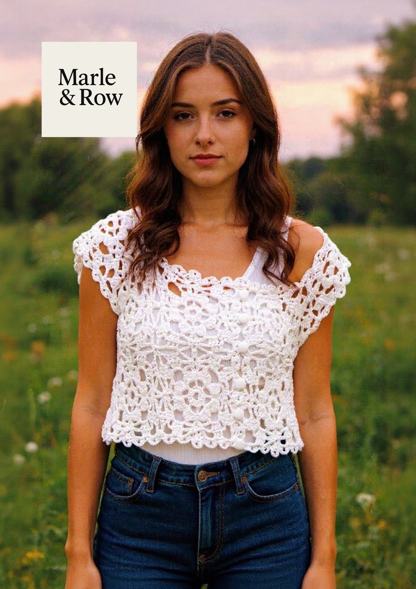 Crochet Pattern Women's Loose Button-Front Summer Top #1087