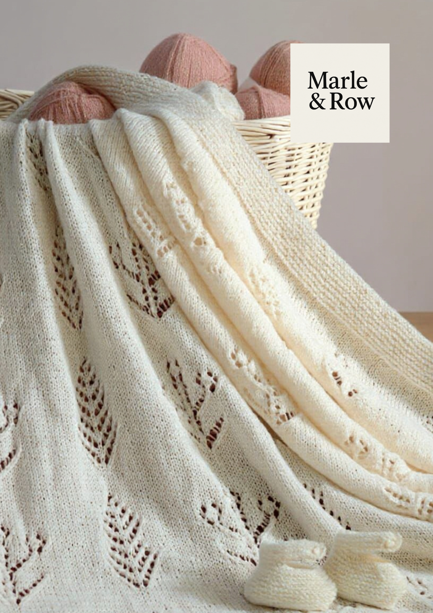 Baby's Lacy Aghan/Blanket & Bootees in 4-ply 1157 - Knitting Pattern PDF - Instant Download - Marle & Row