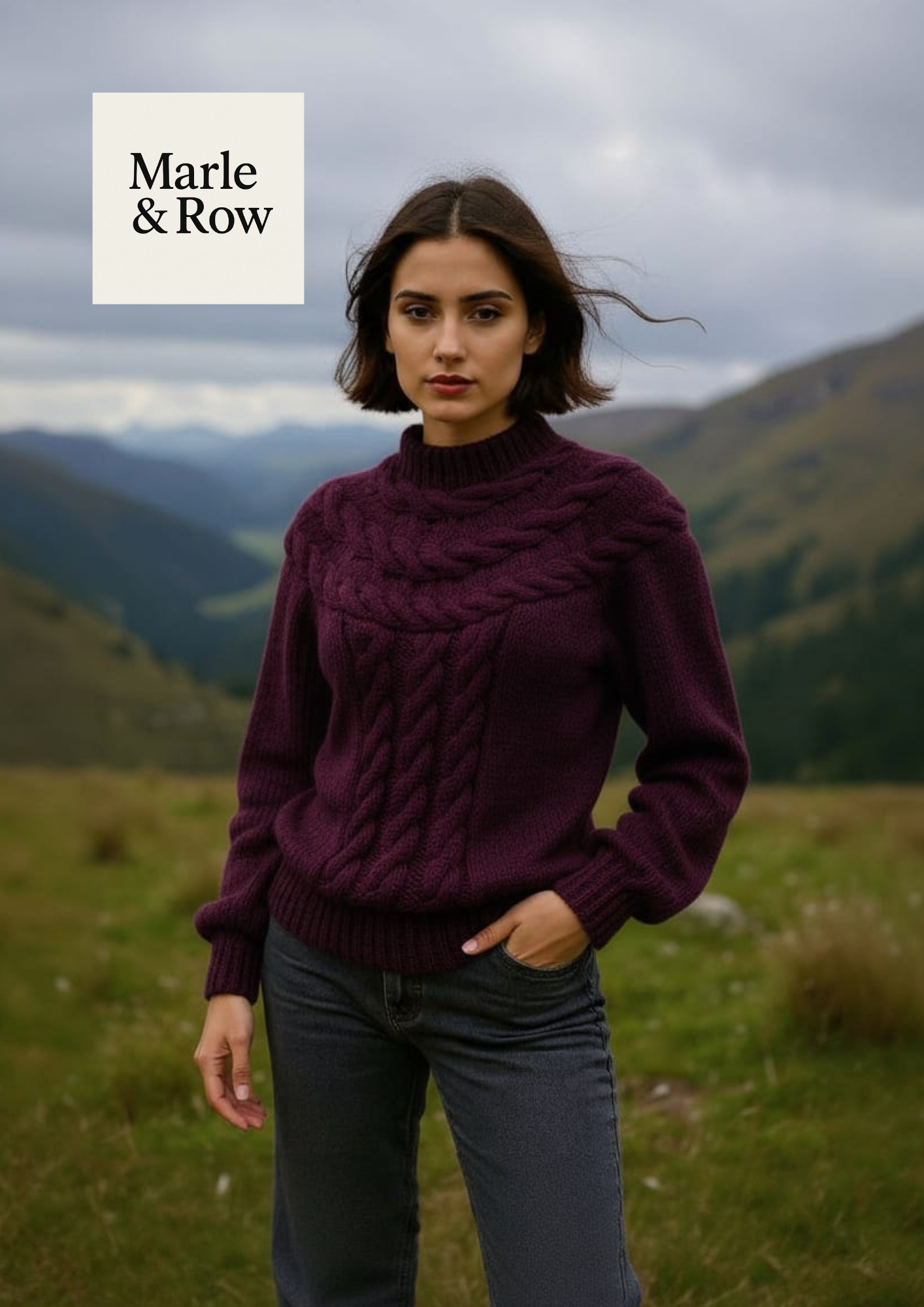 Women's Cable Yoke Sweater Jumper 1215 - Knitting Pattern PDF - Instant Download - Marle & Row