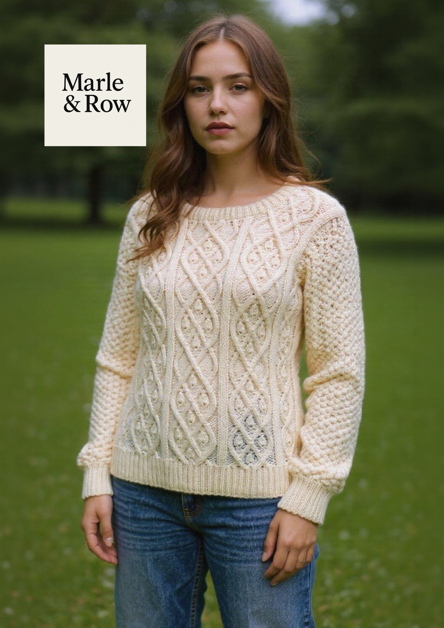 Knitting Pattern Aran Panelled Jumper 1197