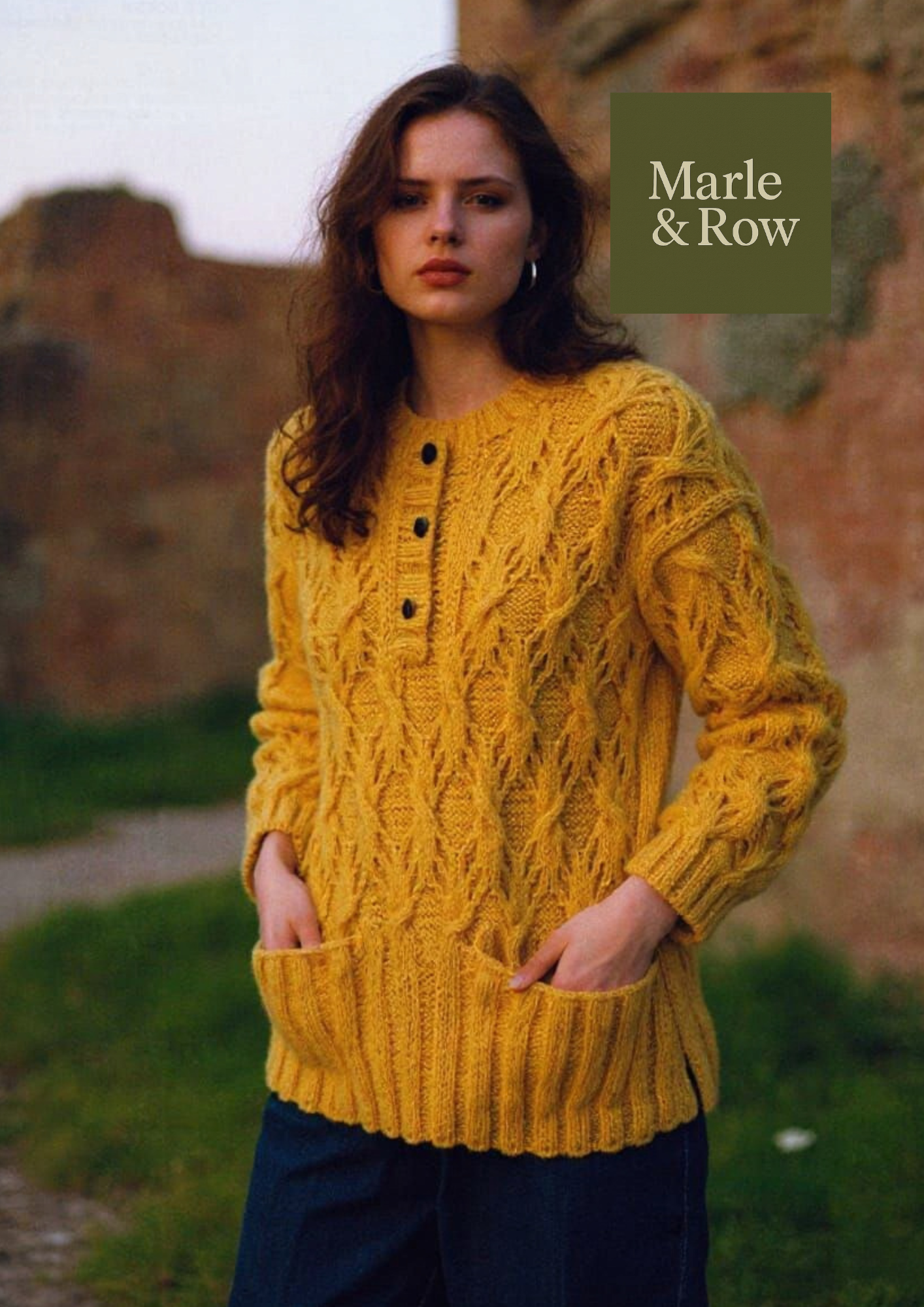 Instant Download Knitting Pattern Women's Textured Button-Neck Sweater Jumper #1042